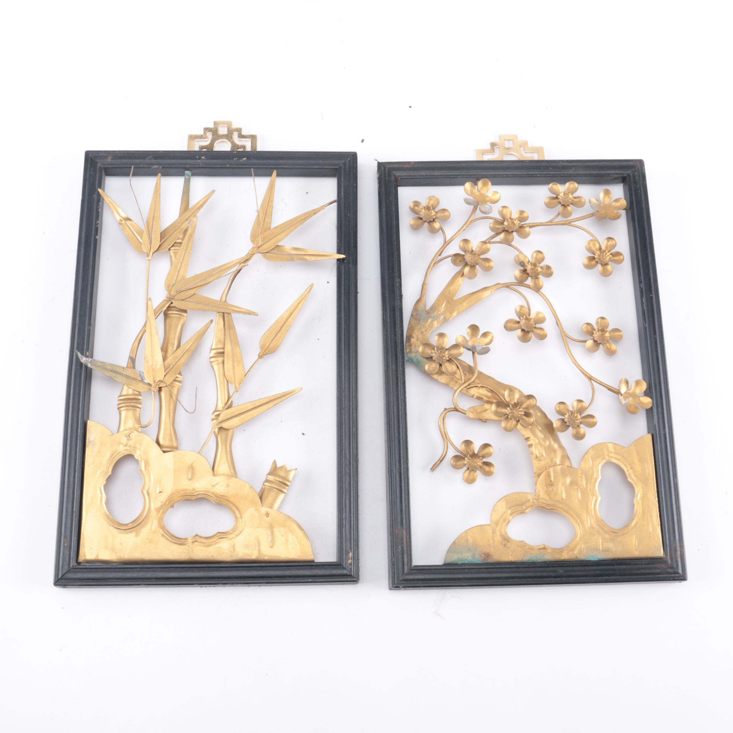 Copper Ashtray With Framed Metal Wall Decor
