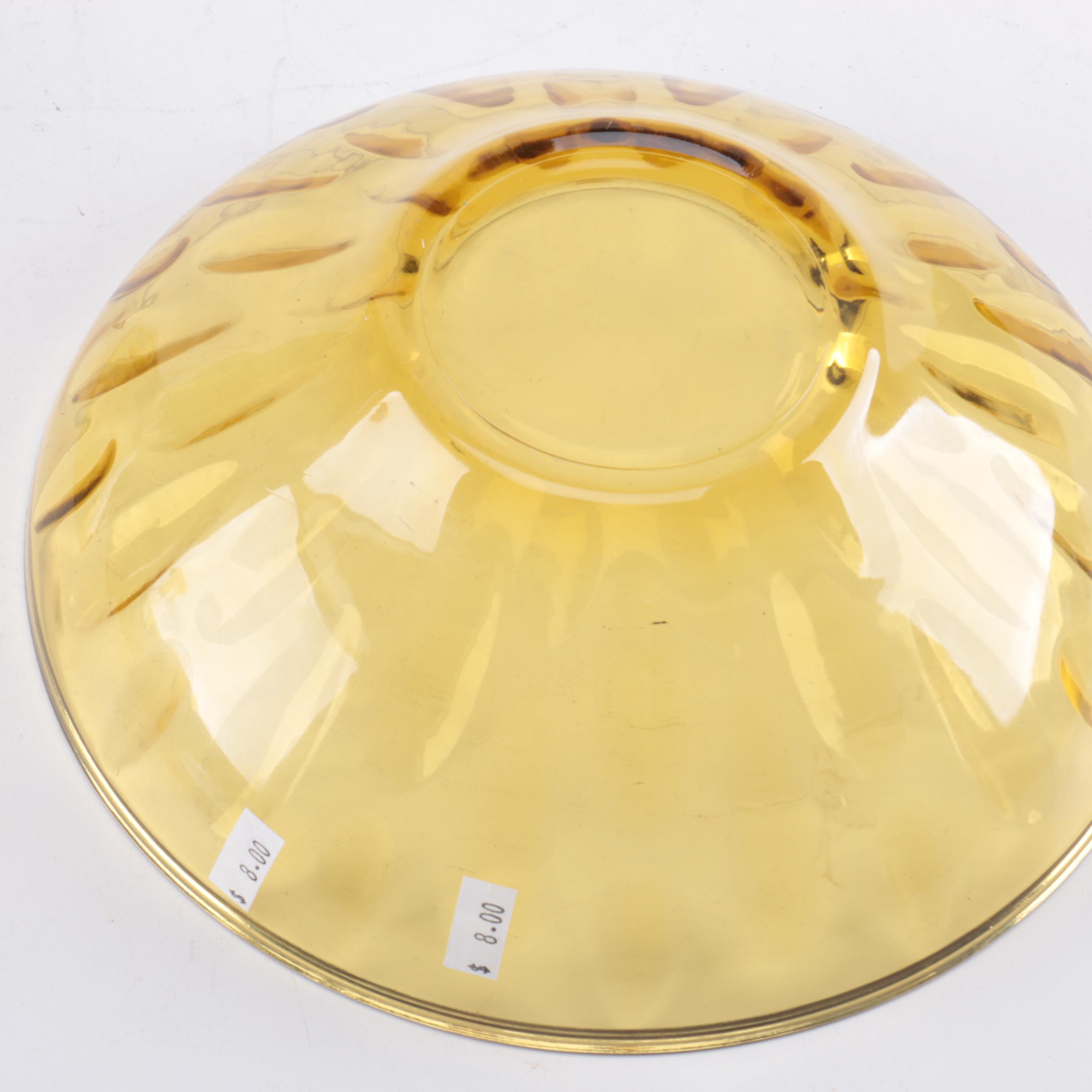 Mid Century Modern Amber Glass Chip and Dip Bowls