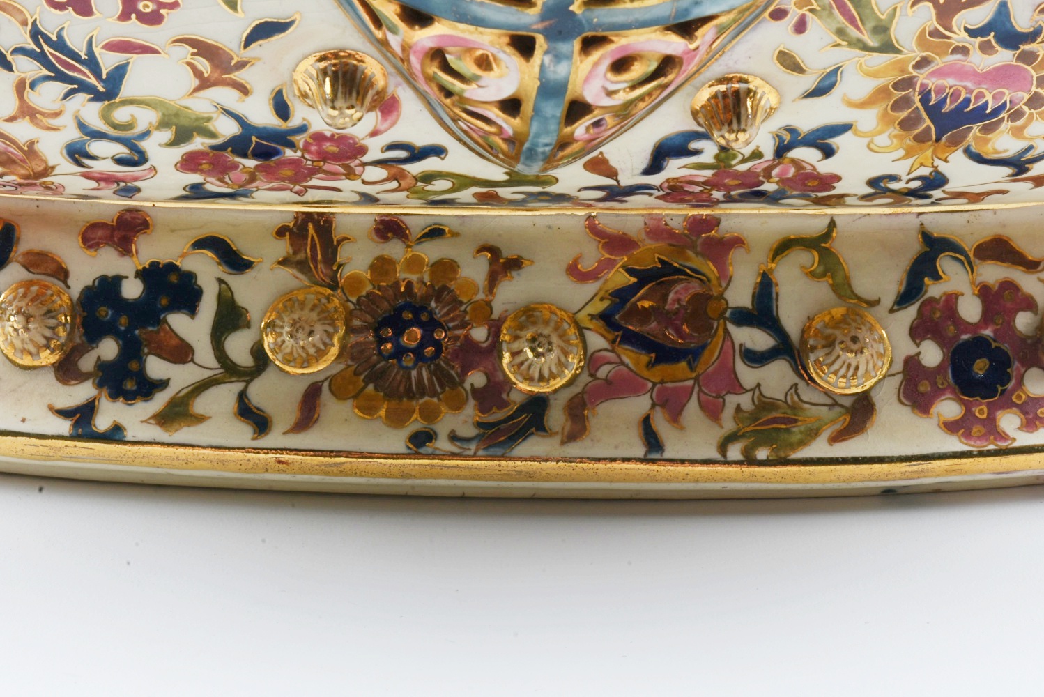 19th-Century Fischer J. Reticulated Ceramic Handled Centerpiece
