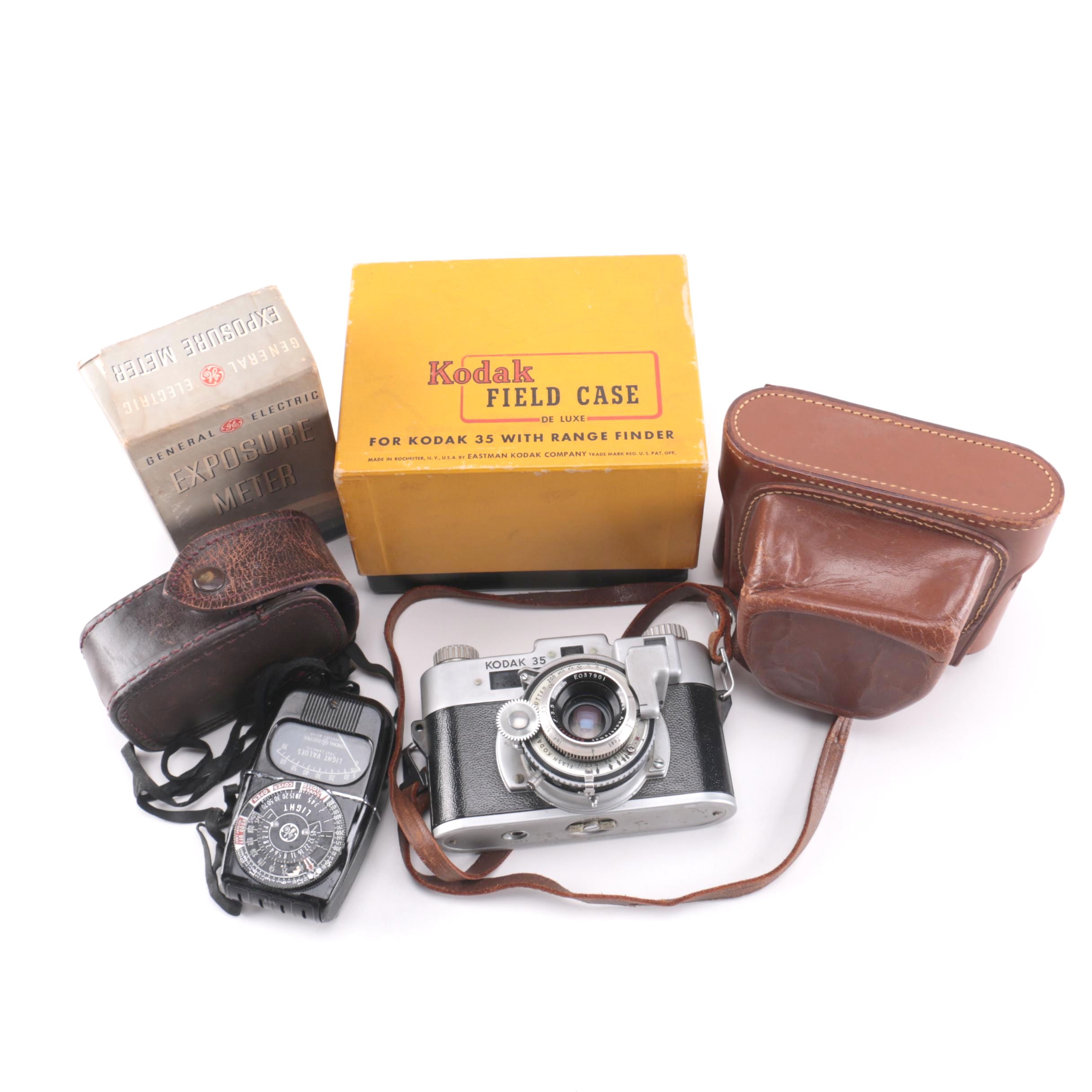 Vintage Kodak 35 and General Electric Exposure Meter