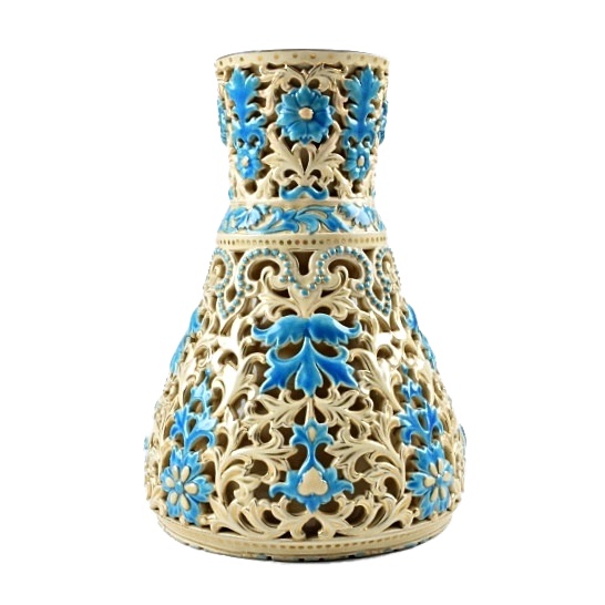 19th-Century Zsolnay Reticulated Ceramic Vase