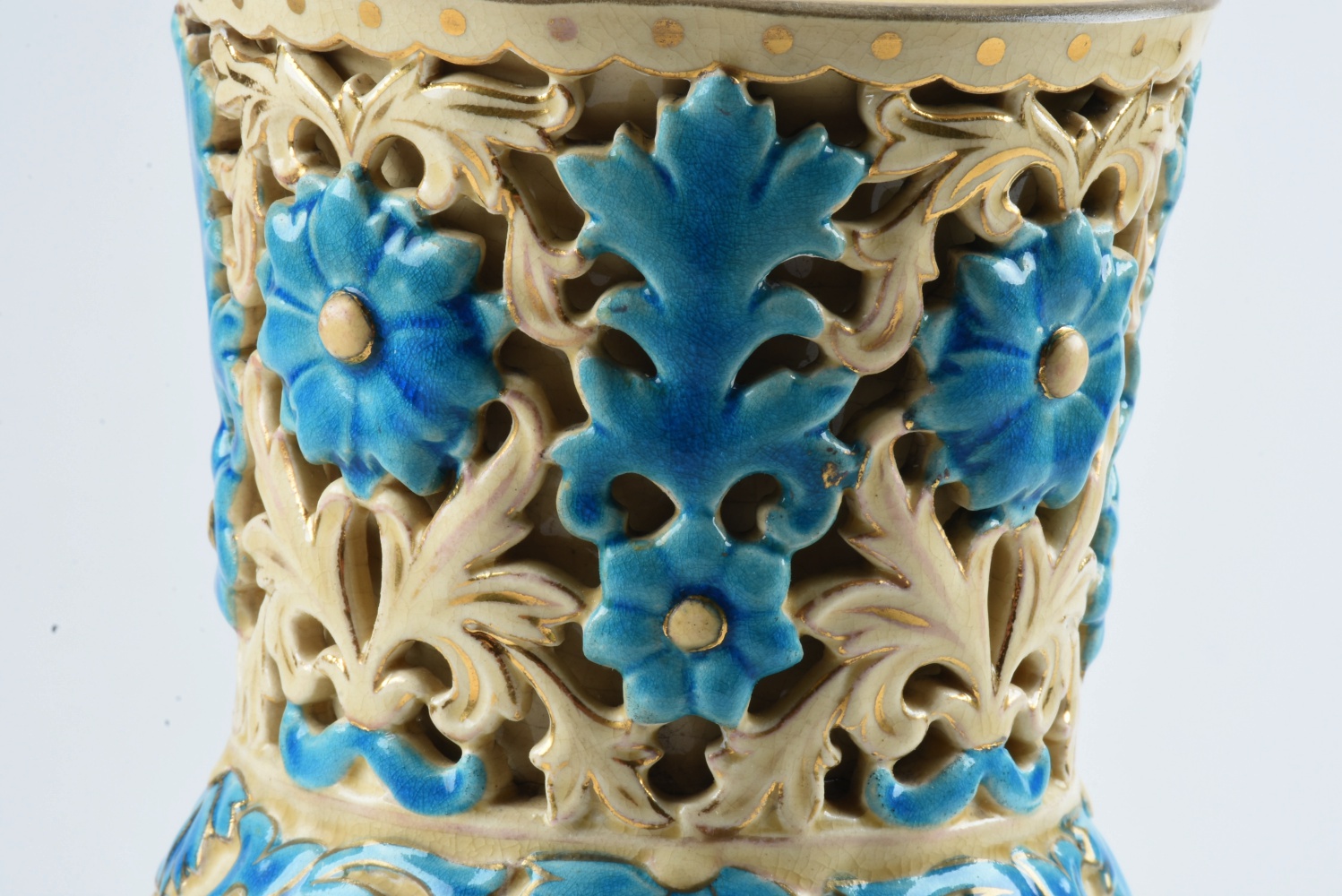 19th-Century Zsolnay Reticulated Ceramic Vase