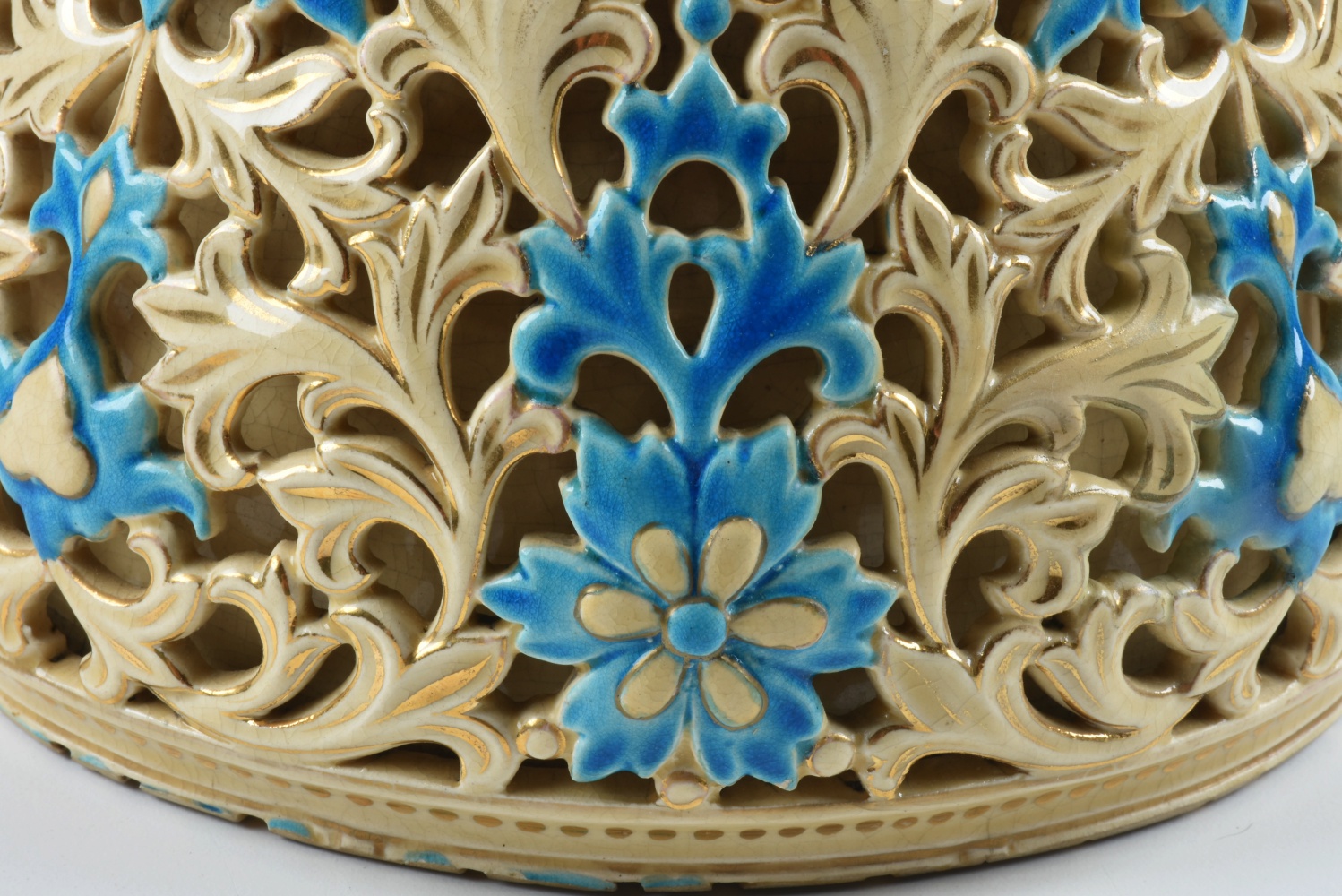 19th-Century Zsolnay Reticulated Ceramic Vase