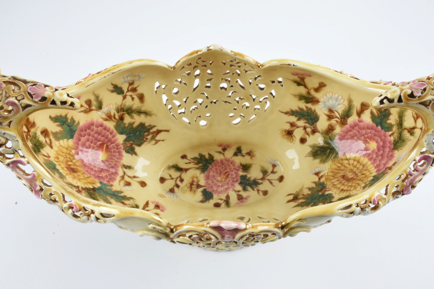 19th-Century Zsolnay Reticulated Ceramic Centerpiece Bowl