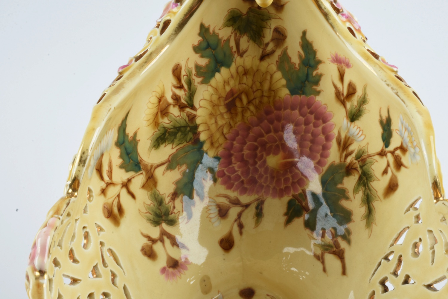19th-Century Zsolnay Reticulated Ceramic Centerpiece Bowl