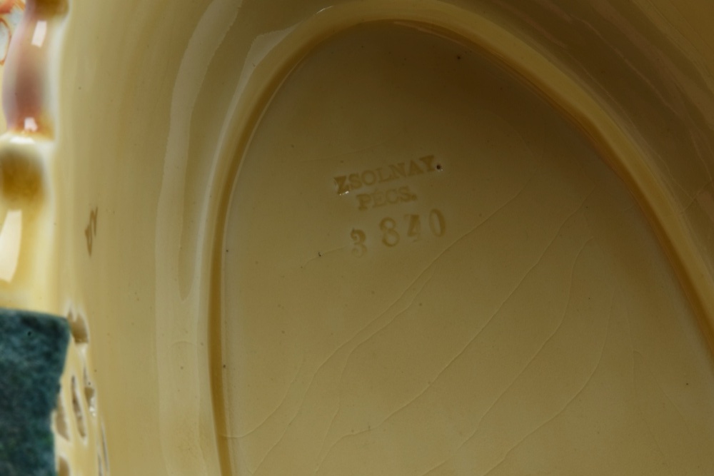 19th-Century Zsolnay Reticulated Ceramic Centerpiece Bowl