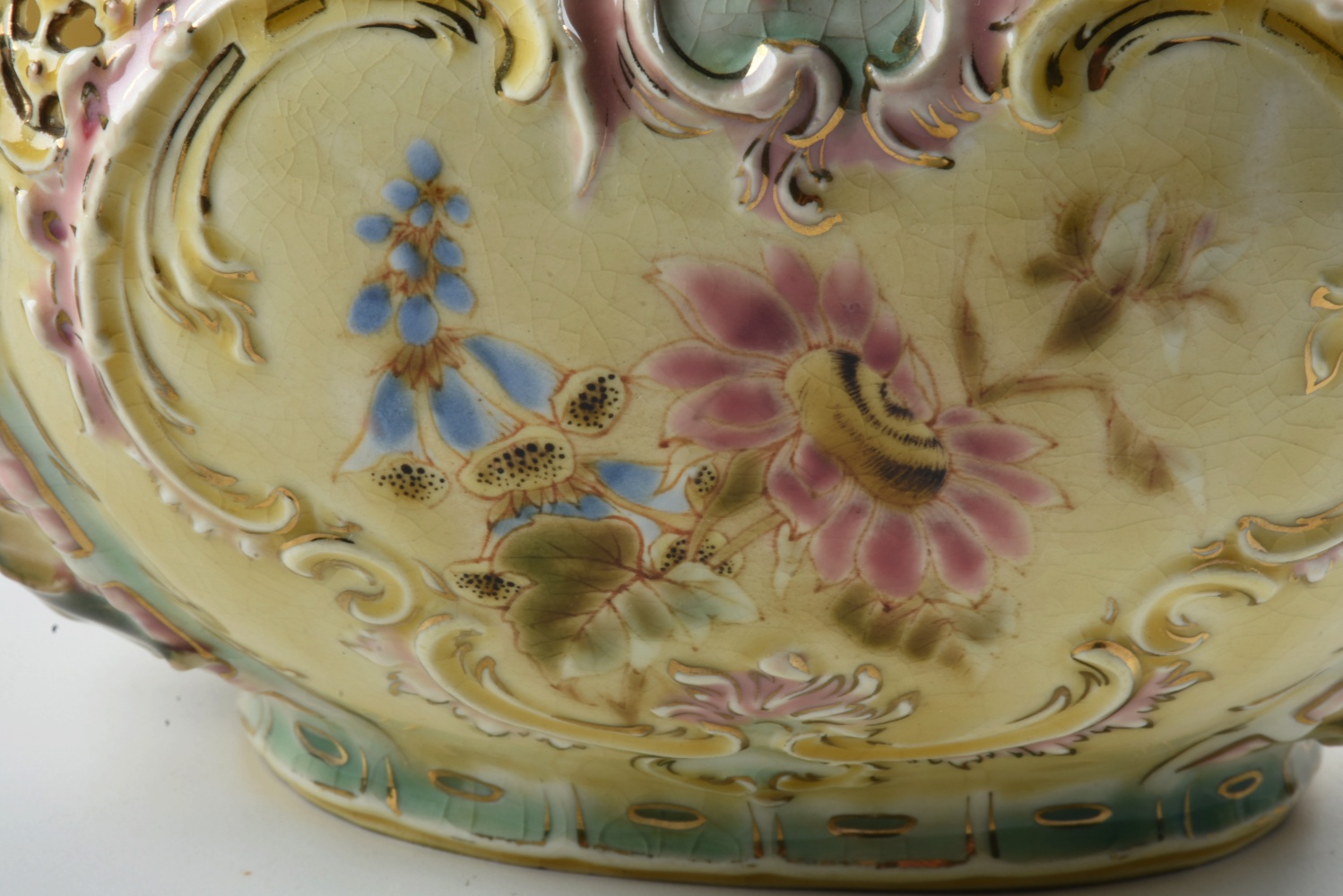 19th-Century Zsolnay Reticulated Ceramic Console Bowl