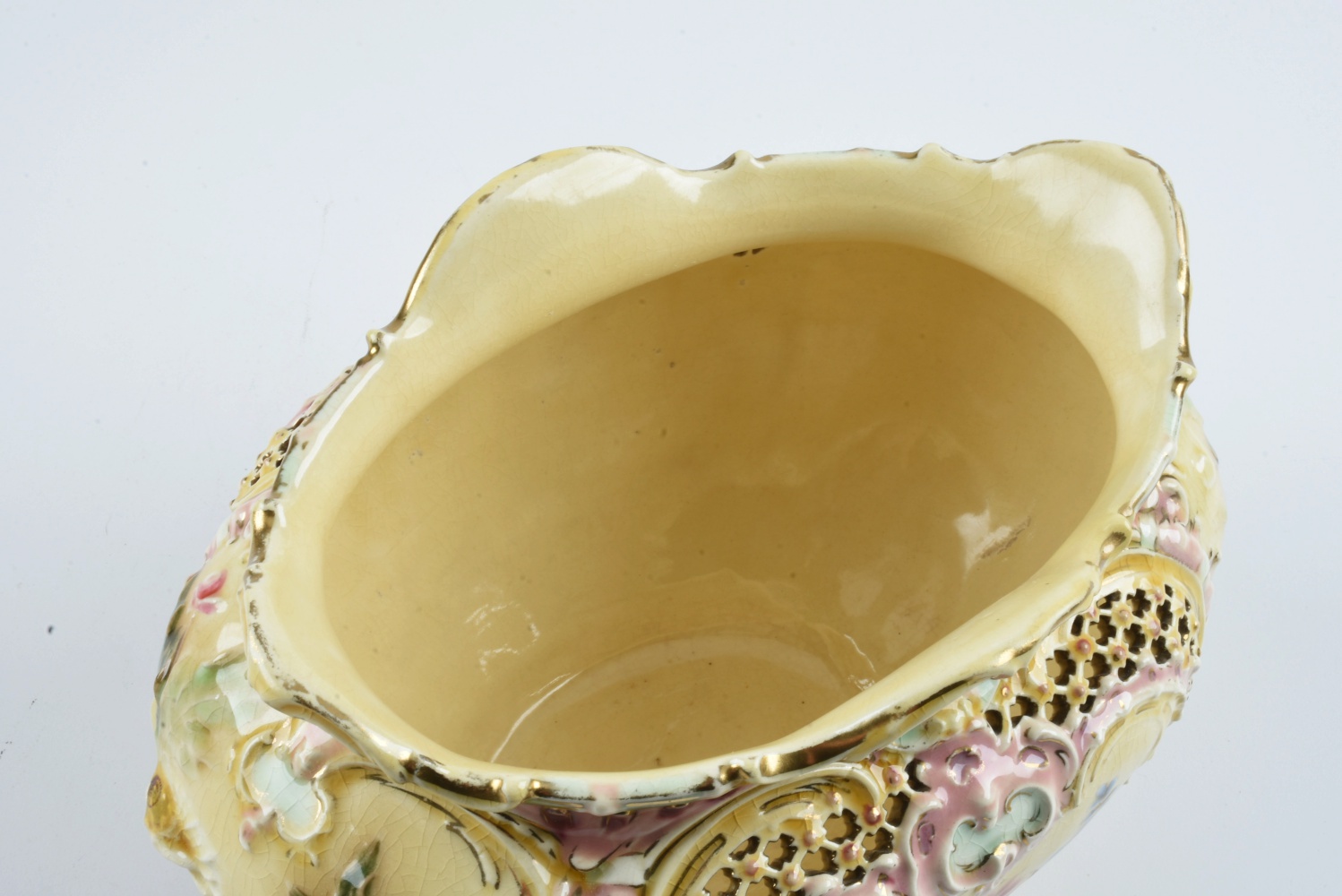 19th-Century Zsolnay Reticulated Ceramic Console Bowl