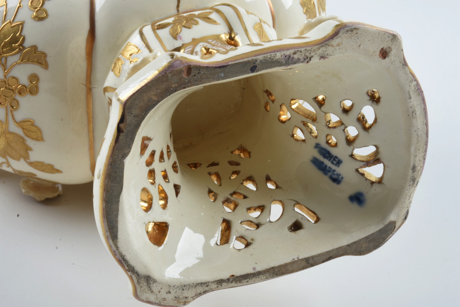 19th-Century Fischer J. Reticulated and Embossed Ewer