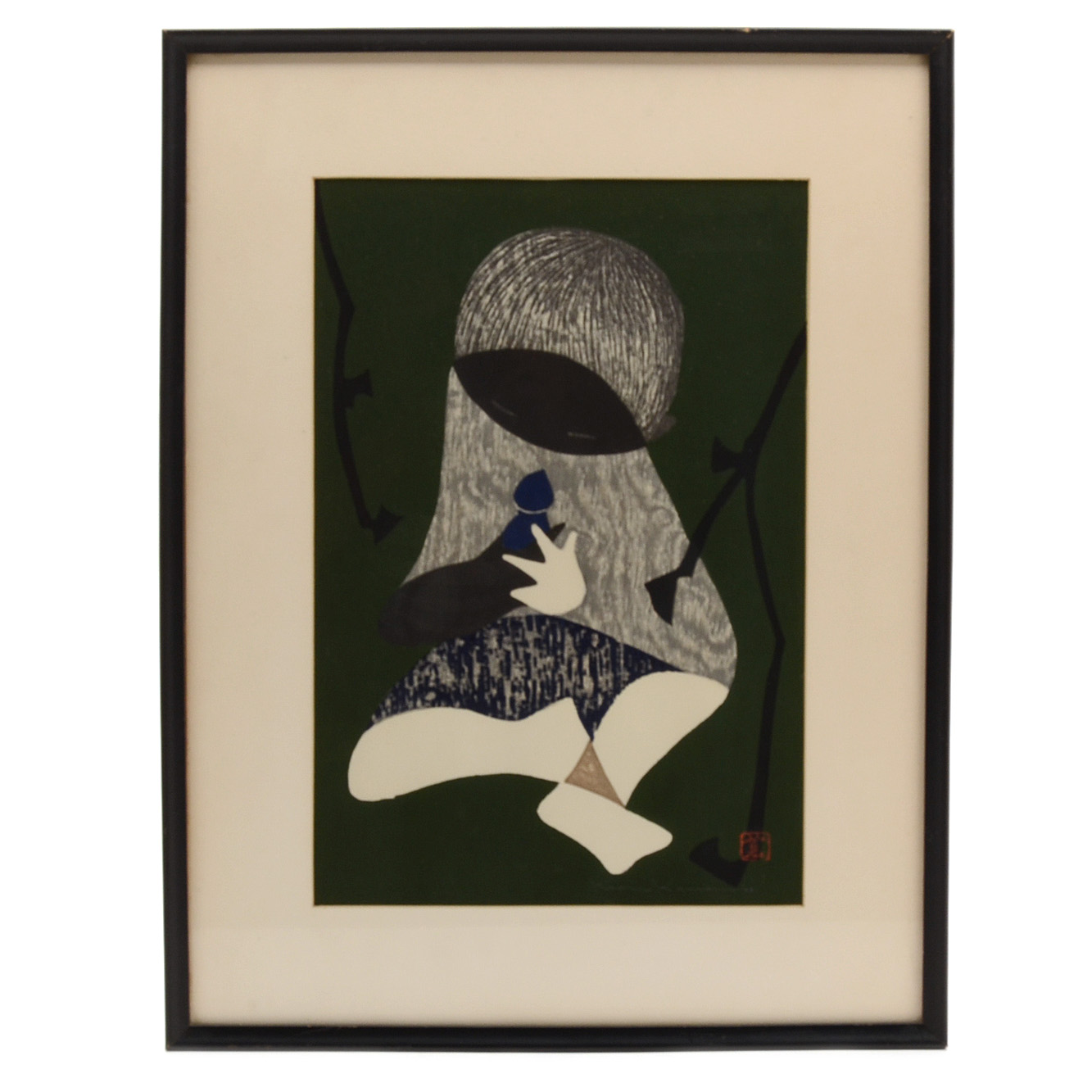 Kawano Kaoru Original Japanese Woodblock Print "Conversation"