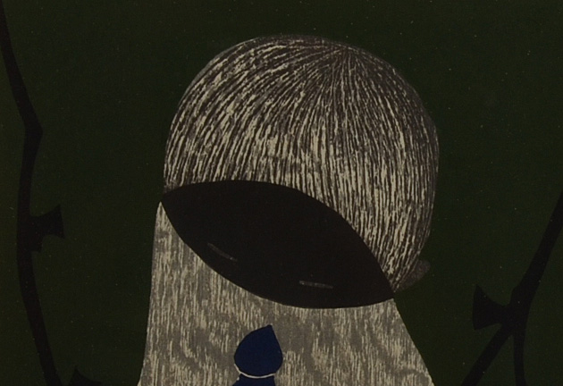 Kawano Kaoru Original Japanese Woodblock Print "Conversation"