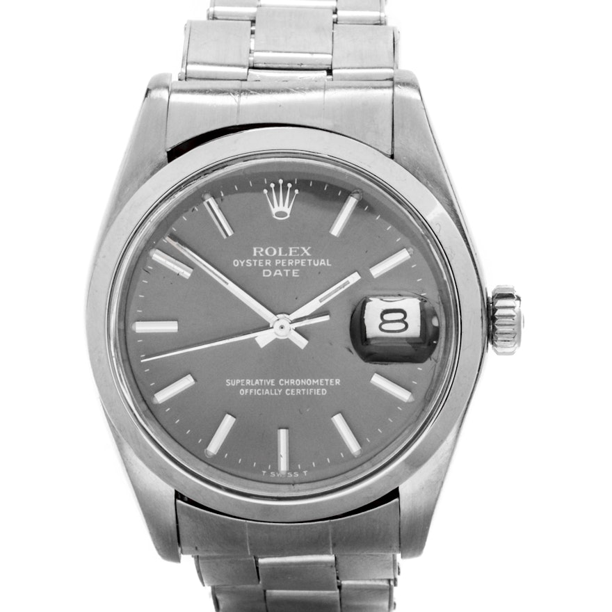 1975 Rolex Date Stainless Steel Wristwatch