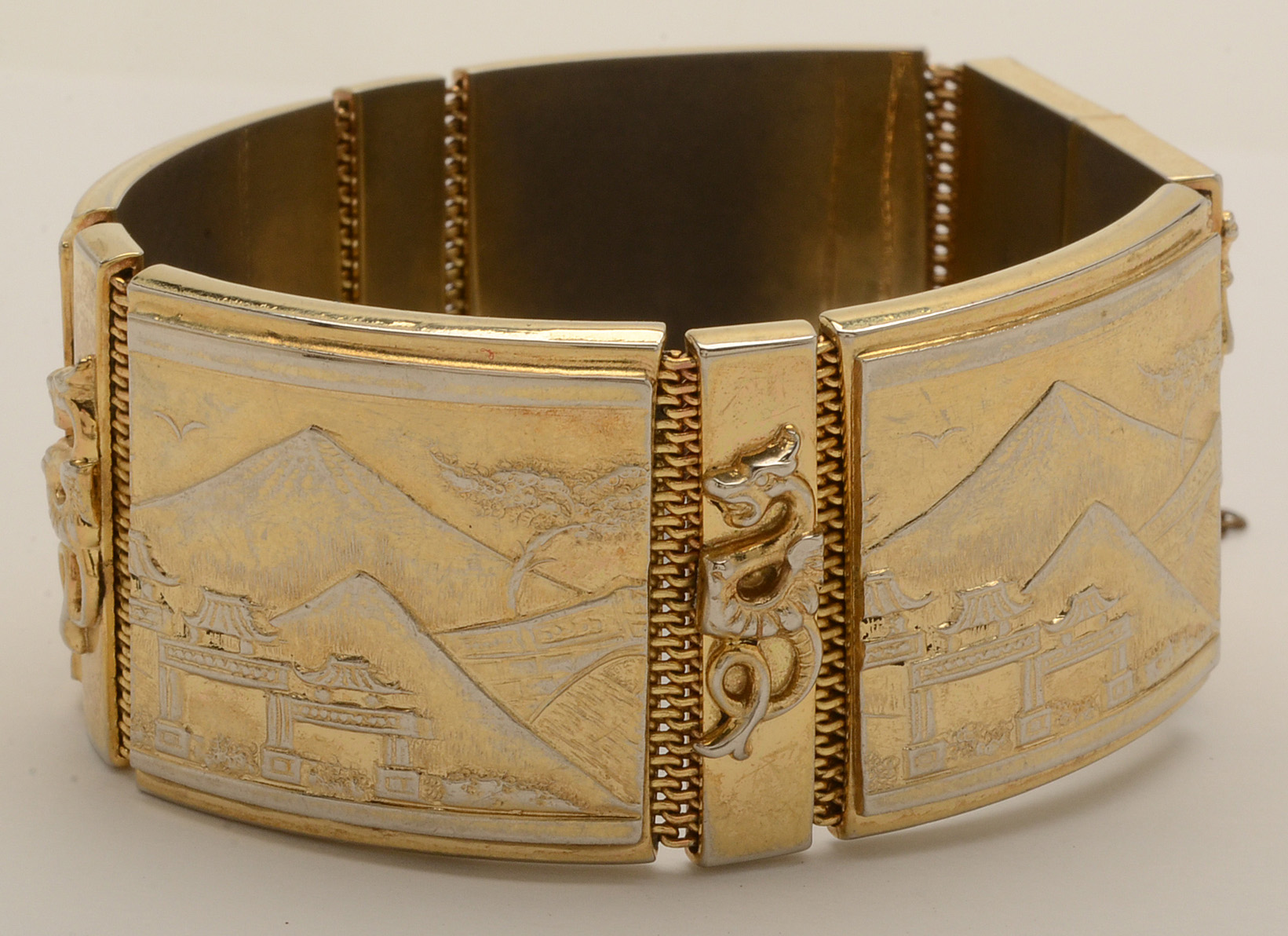 Whiting & Davis Panel Bracelet Japanese Theme