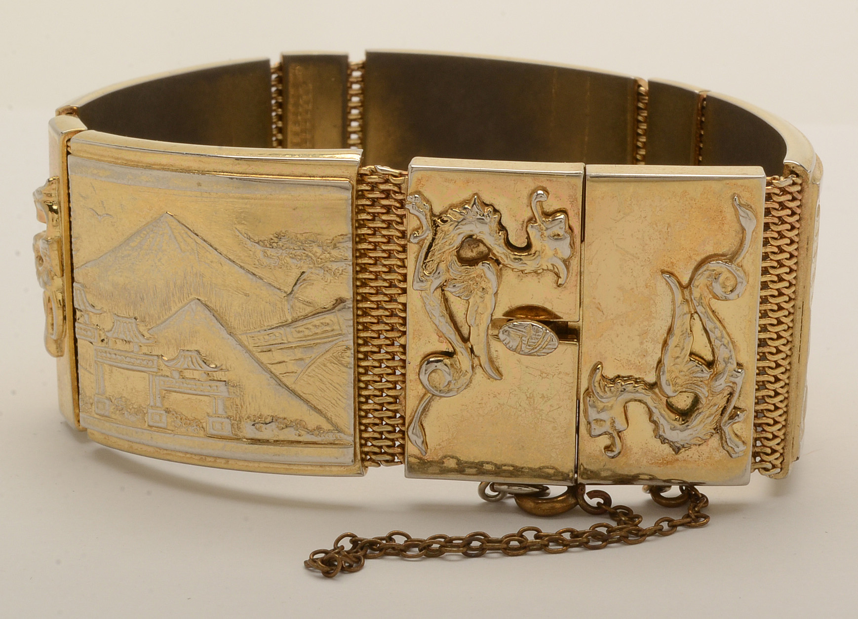 Whiting & Davis Panel Bracelet Japanese Theme