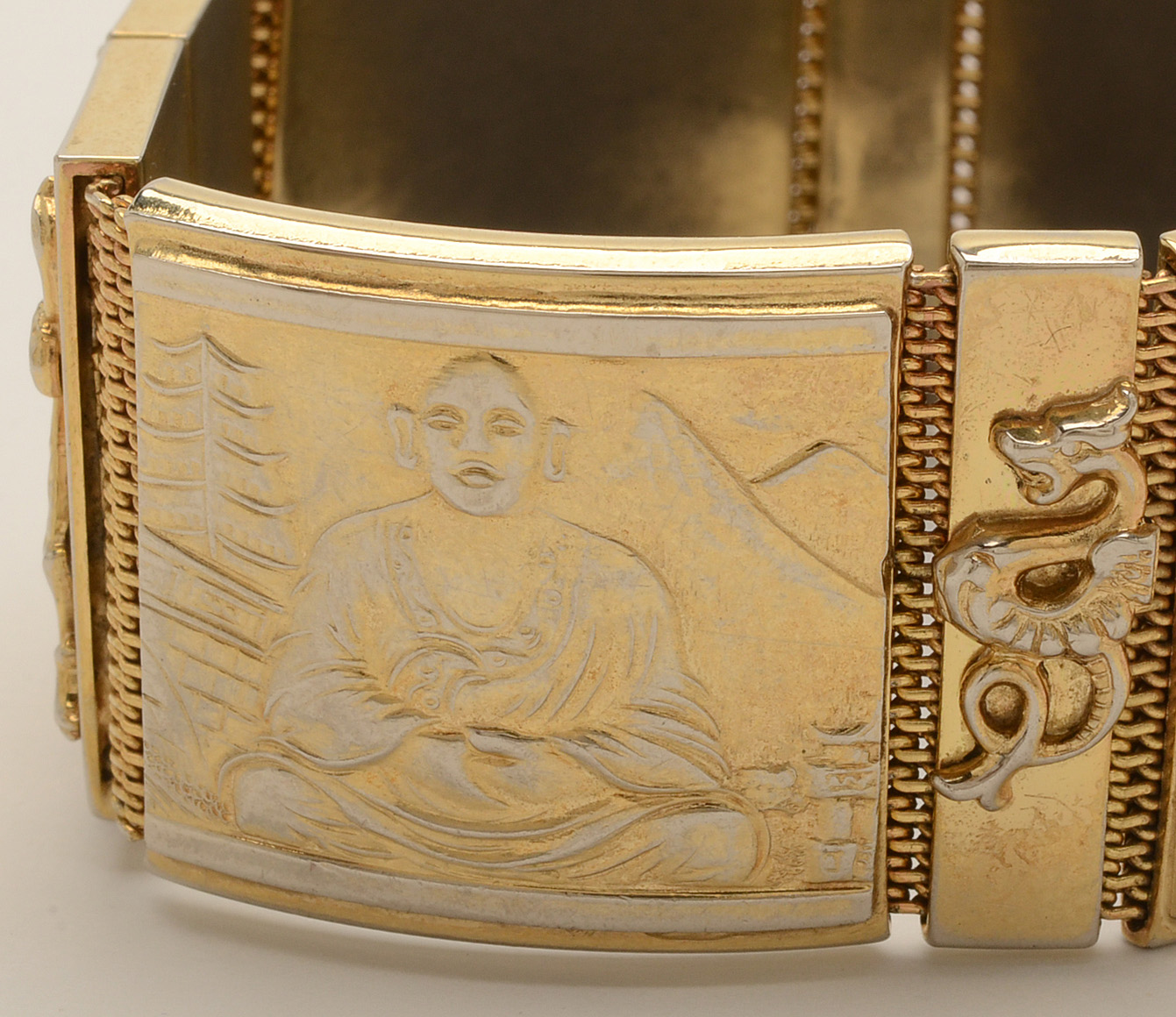 Whiting & Davis Panel Bracelet Japanese Theme