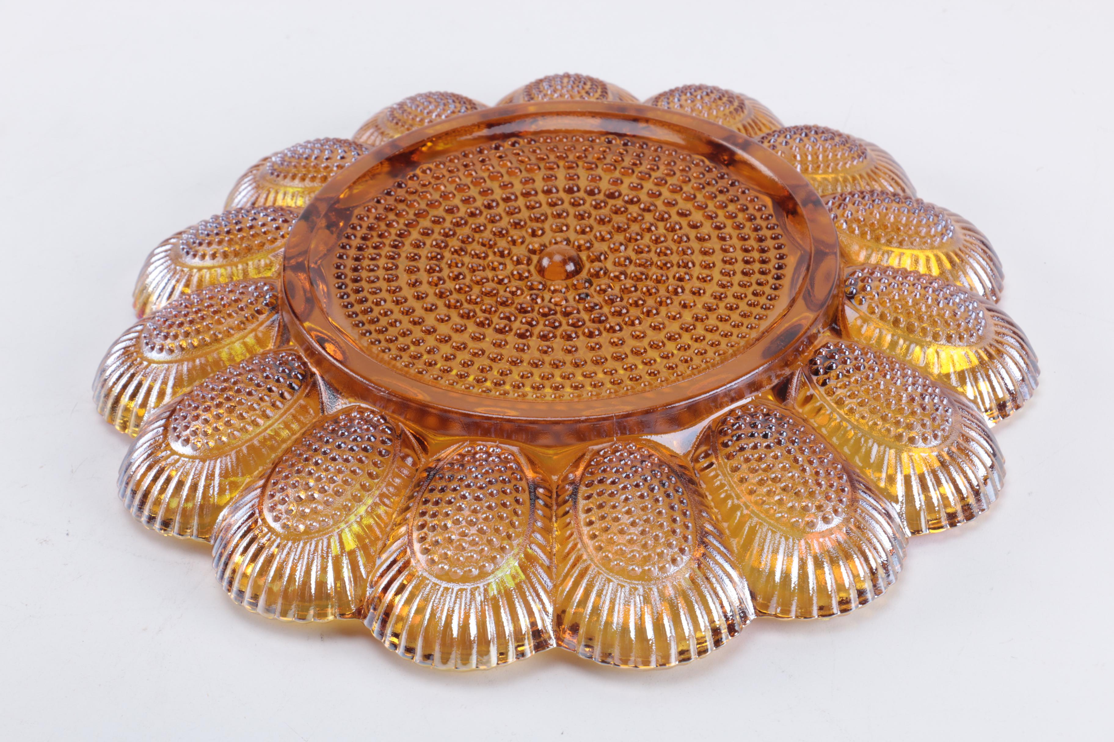 Carnival Glass Egg Plate and Decor