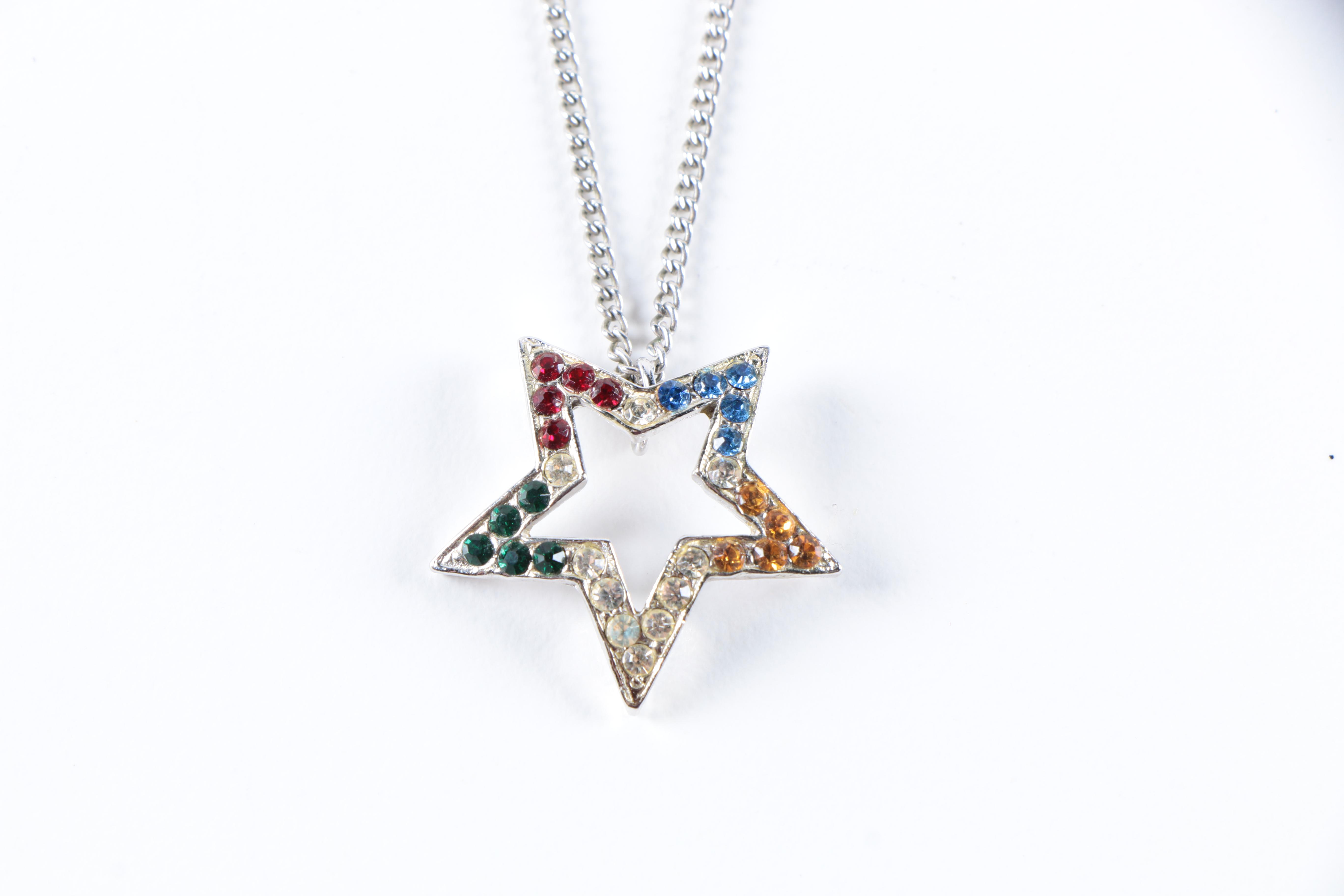 Assorted Eastern Star Jewelry Including a Sterling Silver Charm