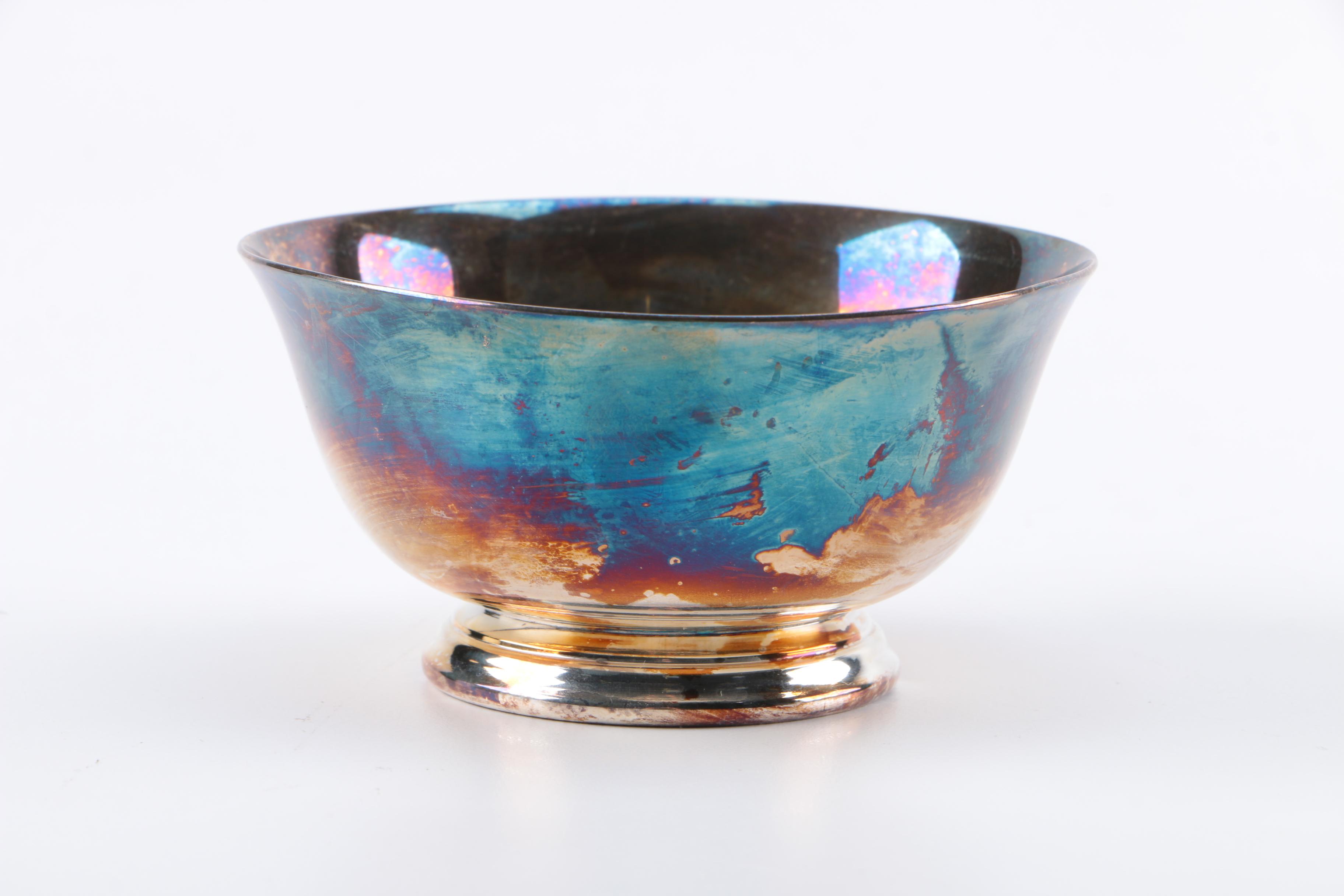 Silver Plate Tableware Including a Sterling and Wood Tray