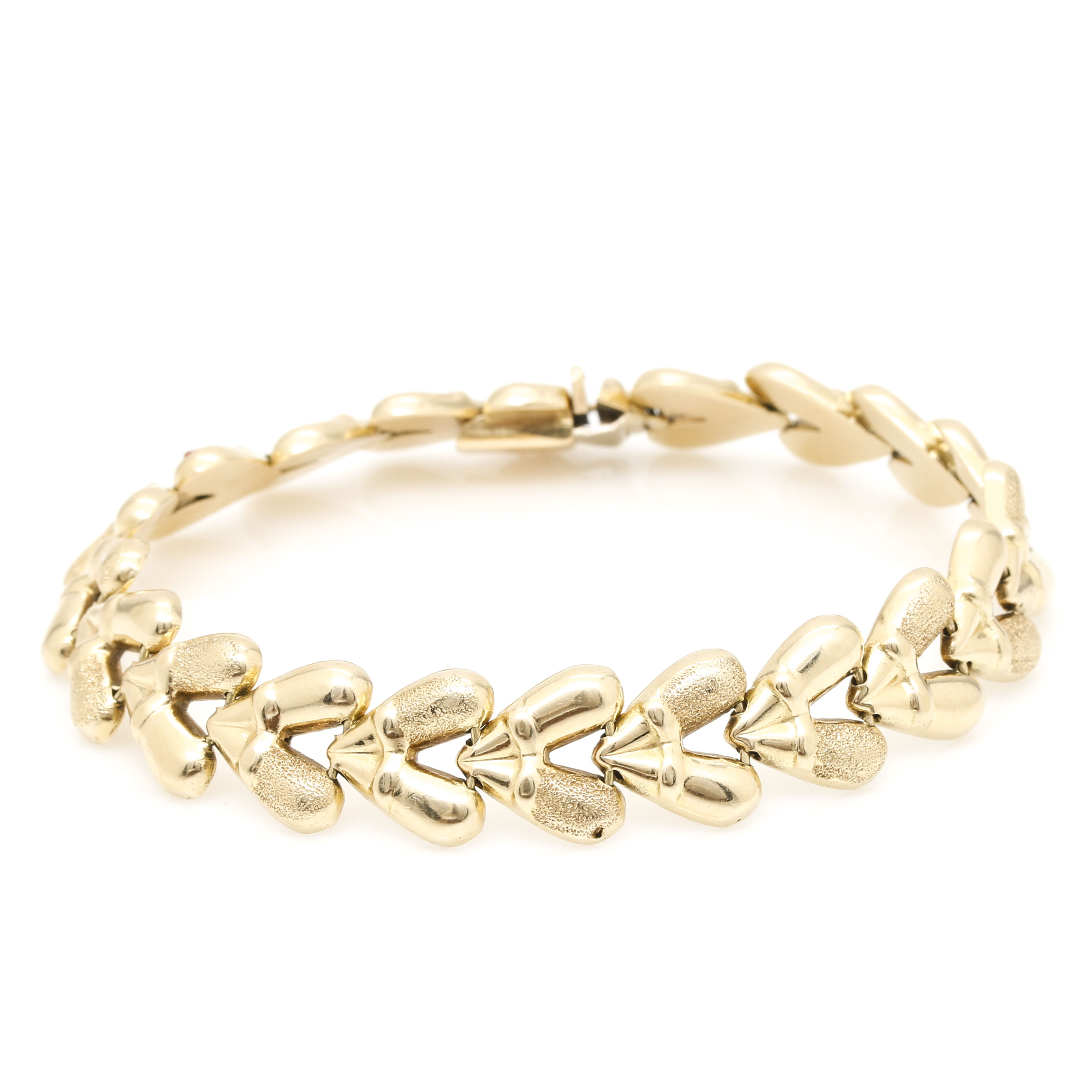 14K Yellow Gold Heart Link Bracelet