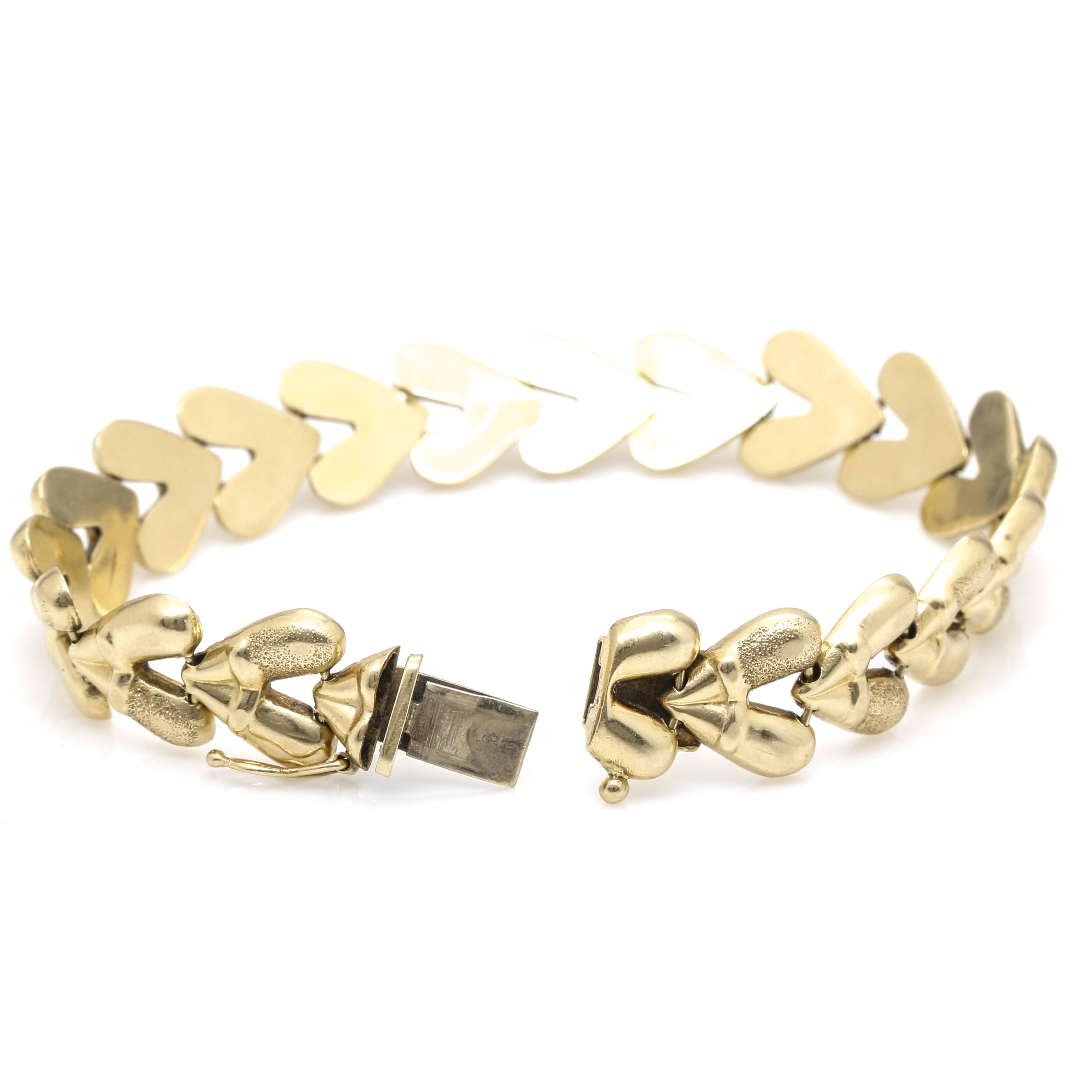 14K Yellow Gold Heart Link Bracelet