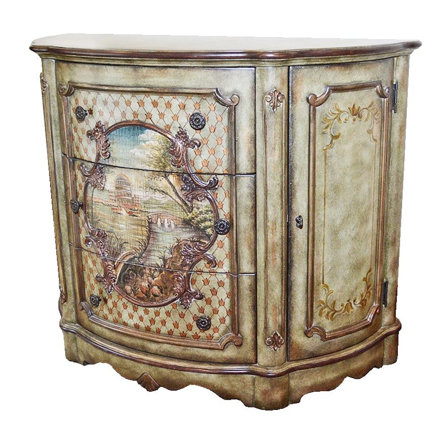 Hand-Painted Demilune Console Cabinet by Pulaski Furniture