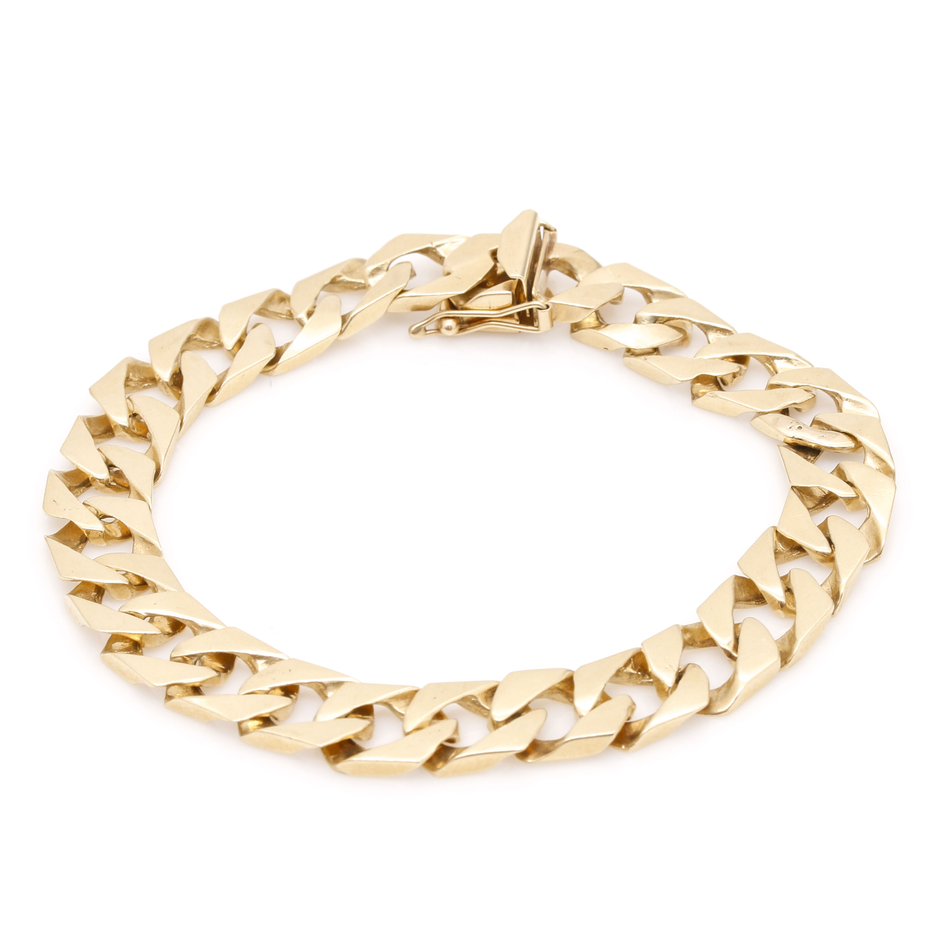 14K Yellow Gold Flat Curb Link Bracelet