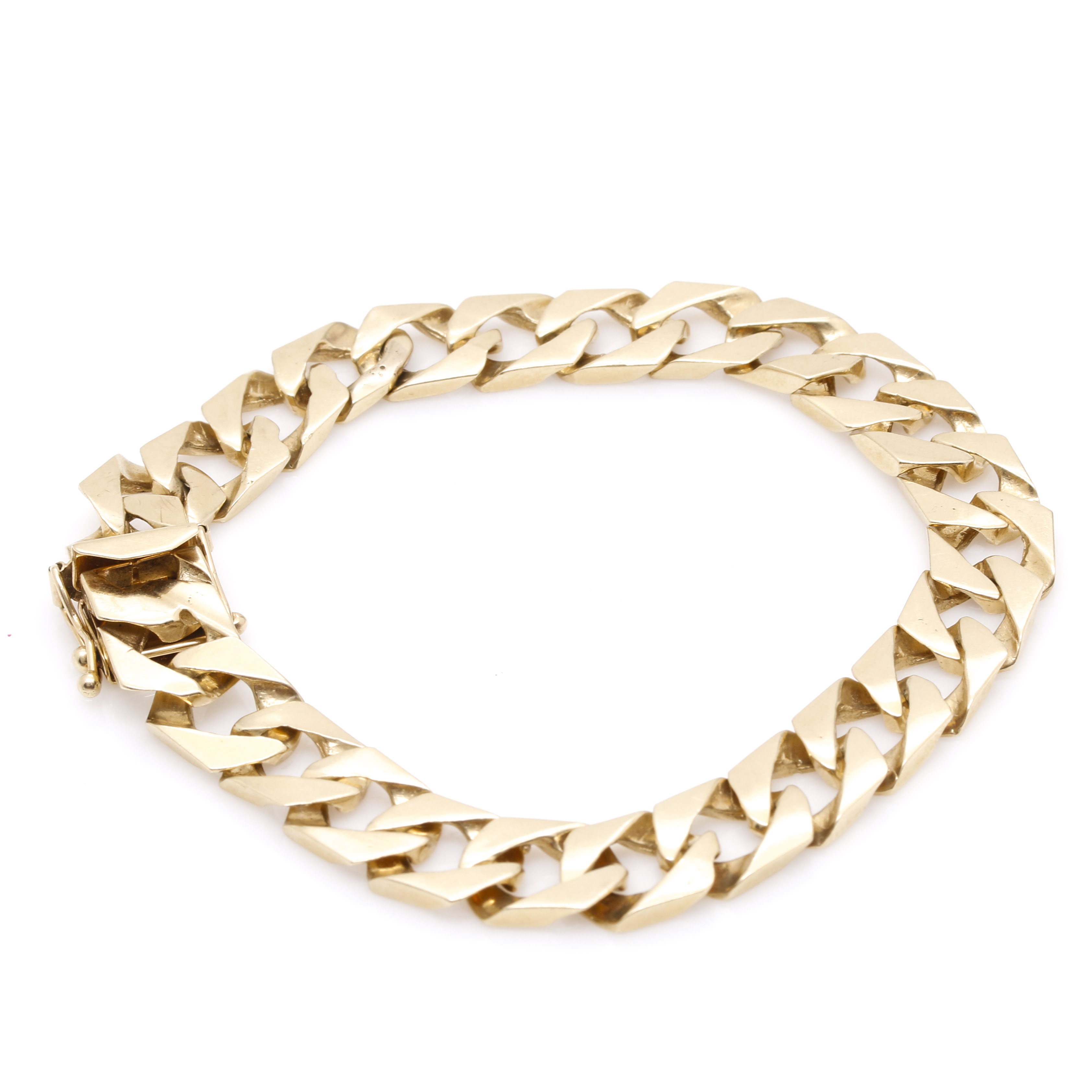 14K Yellow Gold Flat Curb Link Bracelet