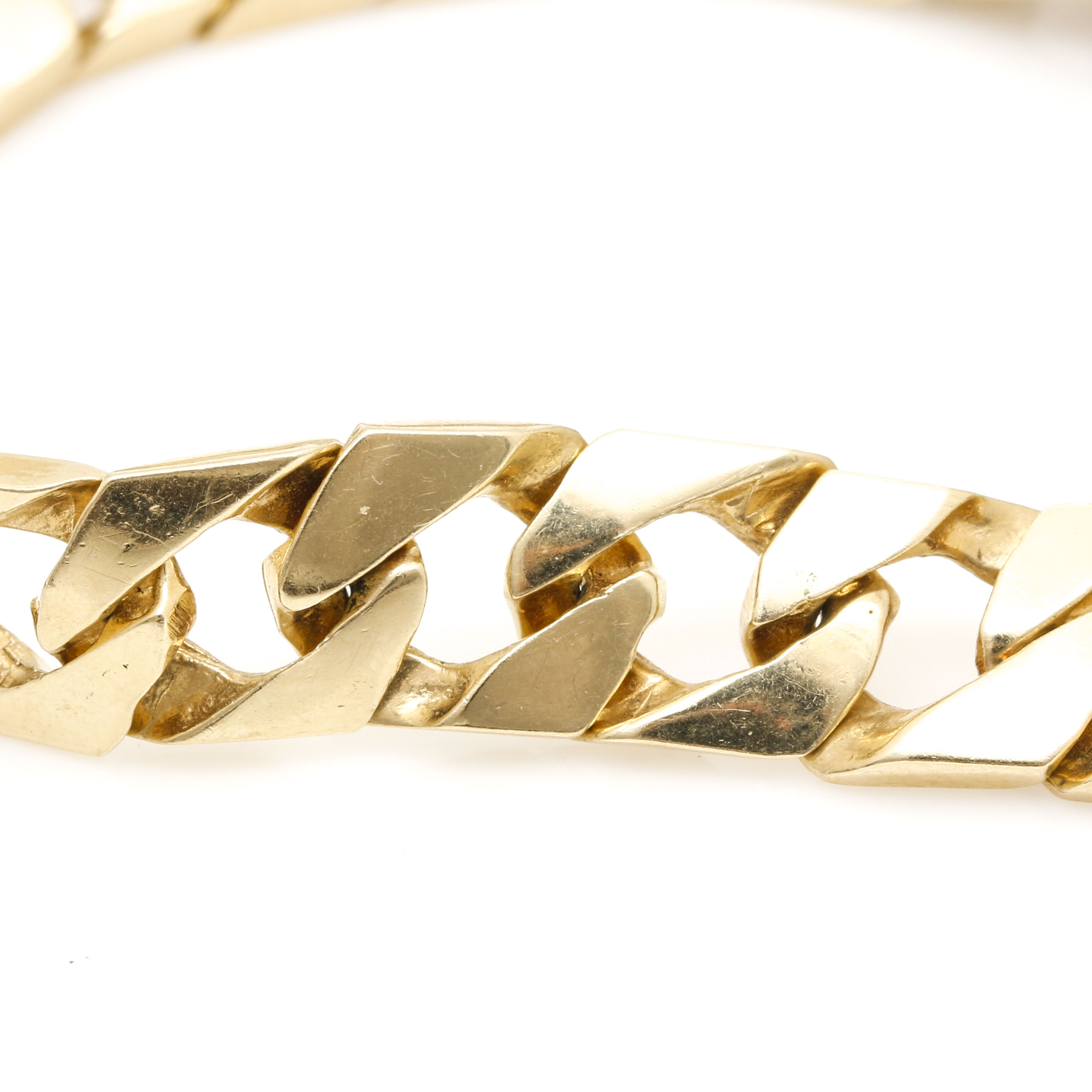 14K Yellow Gold Flat Curb Link Bracelet