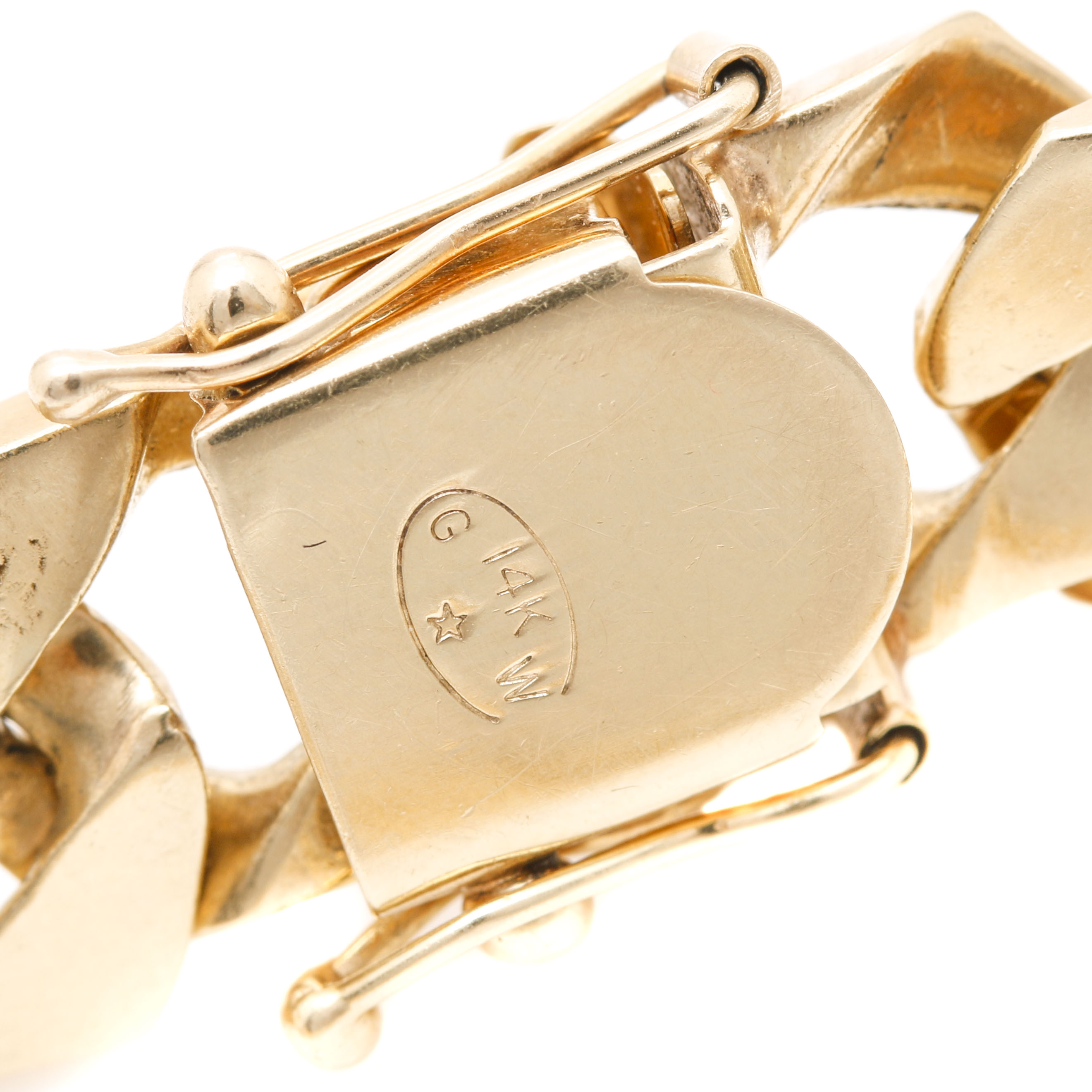 14K Yellow Gold Flat Curb Link Bracelet
