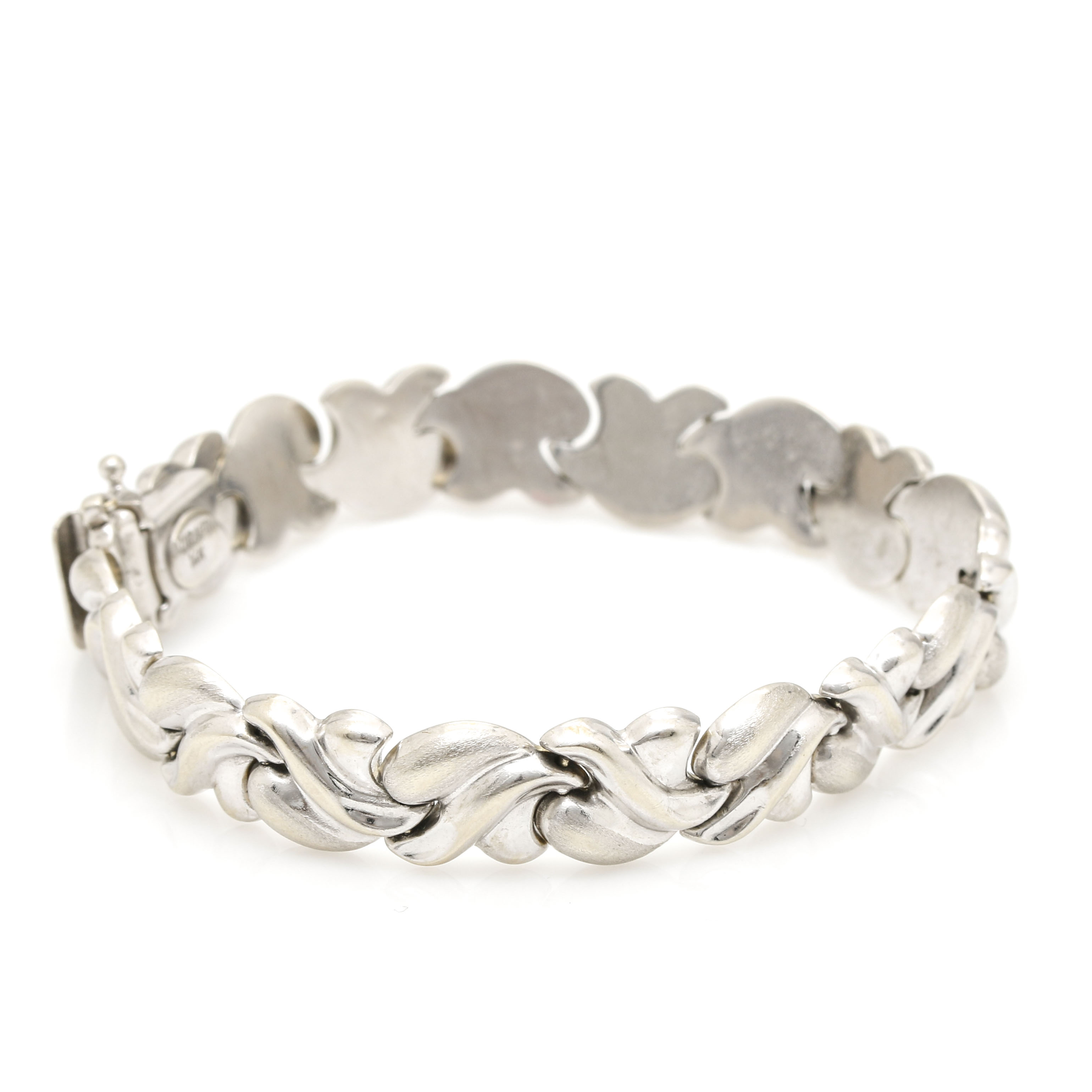 Aurafin 14K White Gold Scroll Linked Bracelet