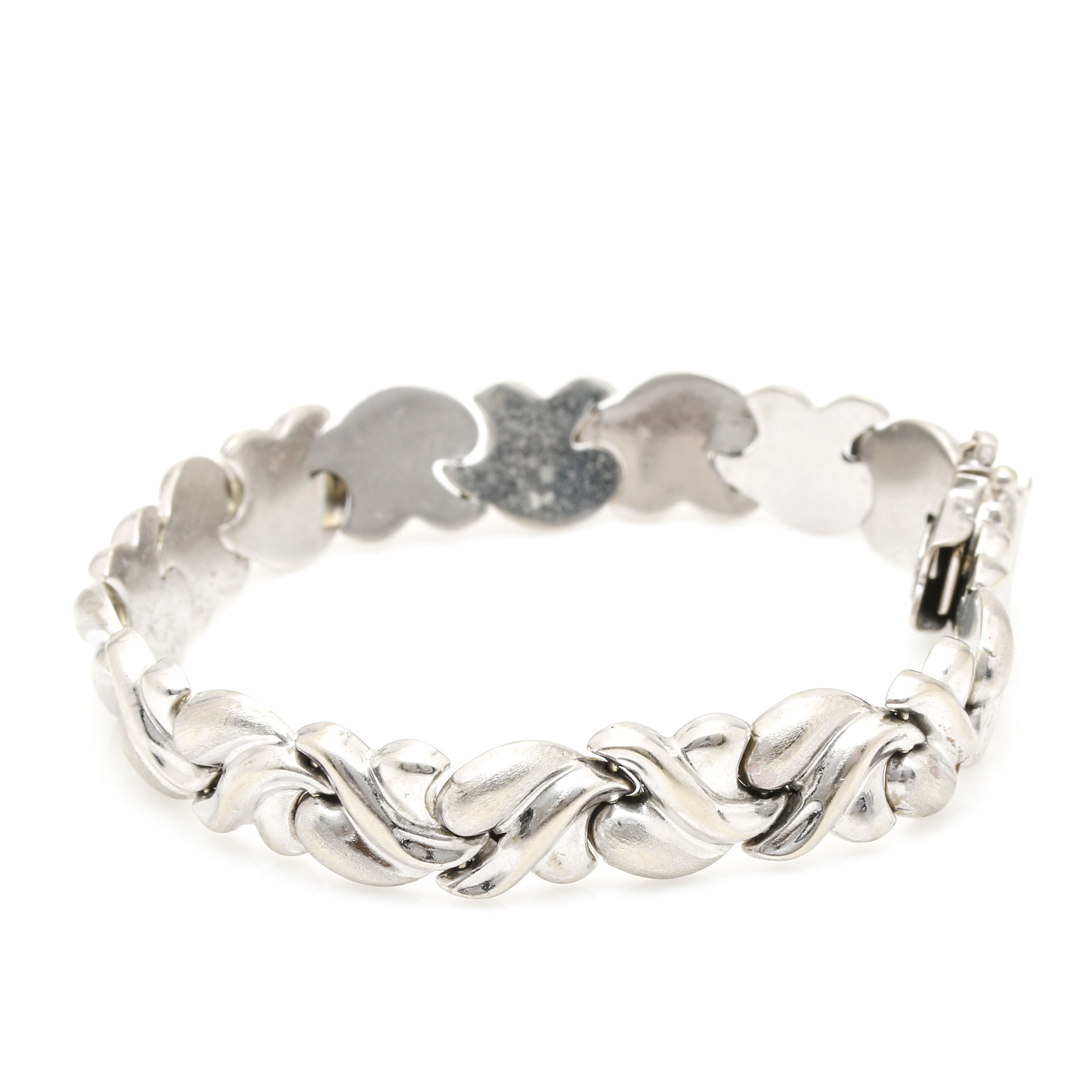 Aurafin 14K White Gold Scroll Linked Bracelet