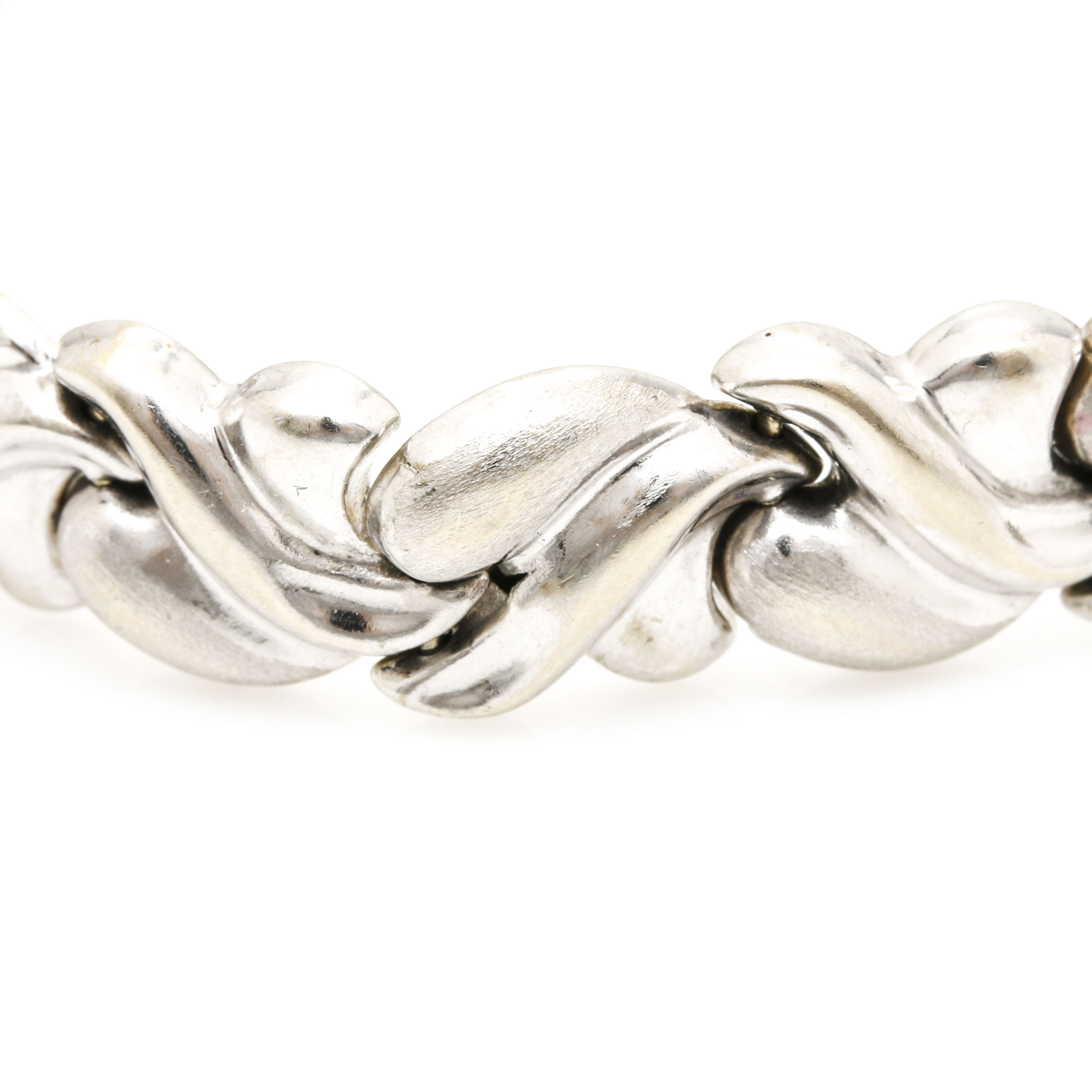 Aurafin 14K White Gold Scroll Linked Bracelet