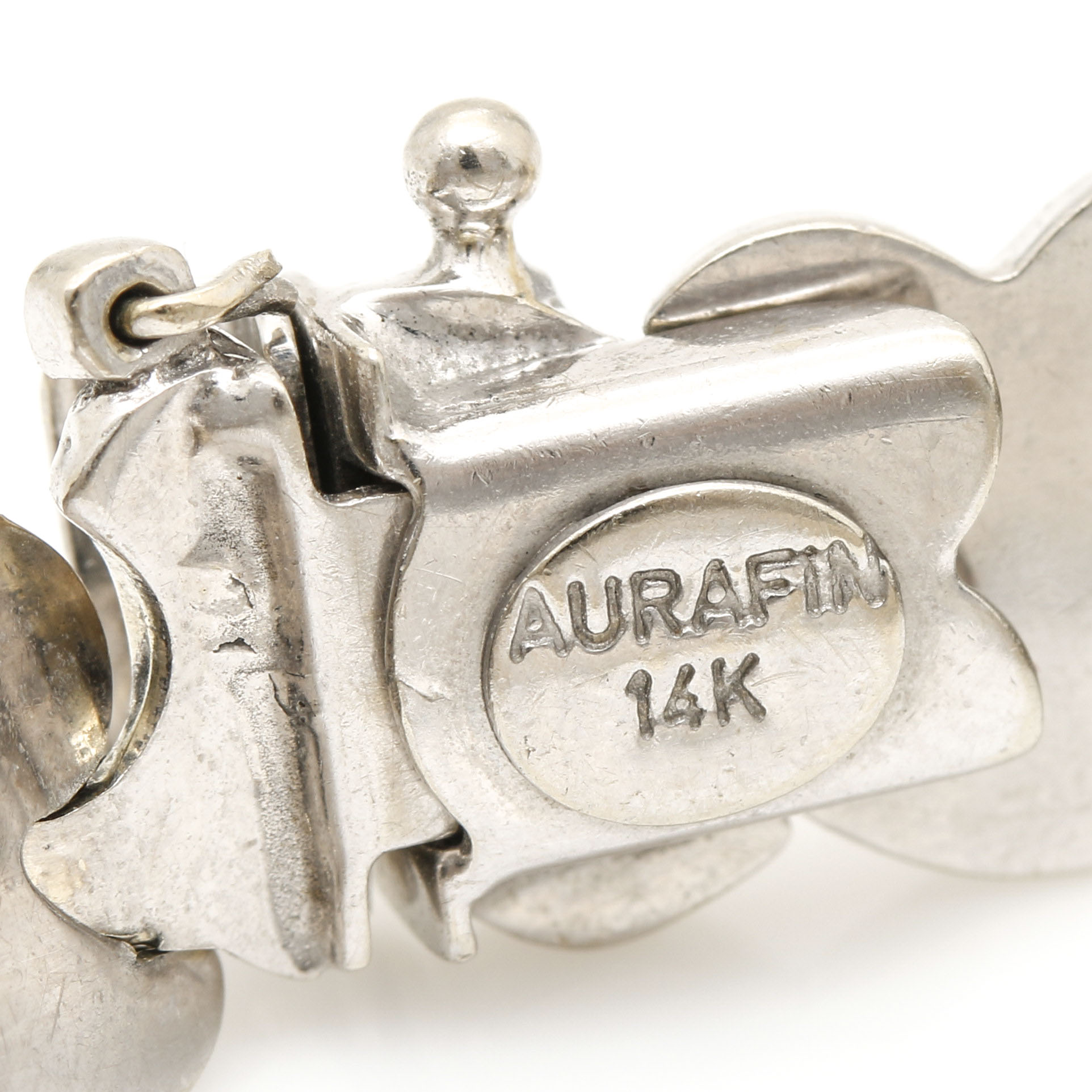 Aurafin 14K White Gold Scroll Linked Bracelet