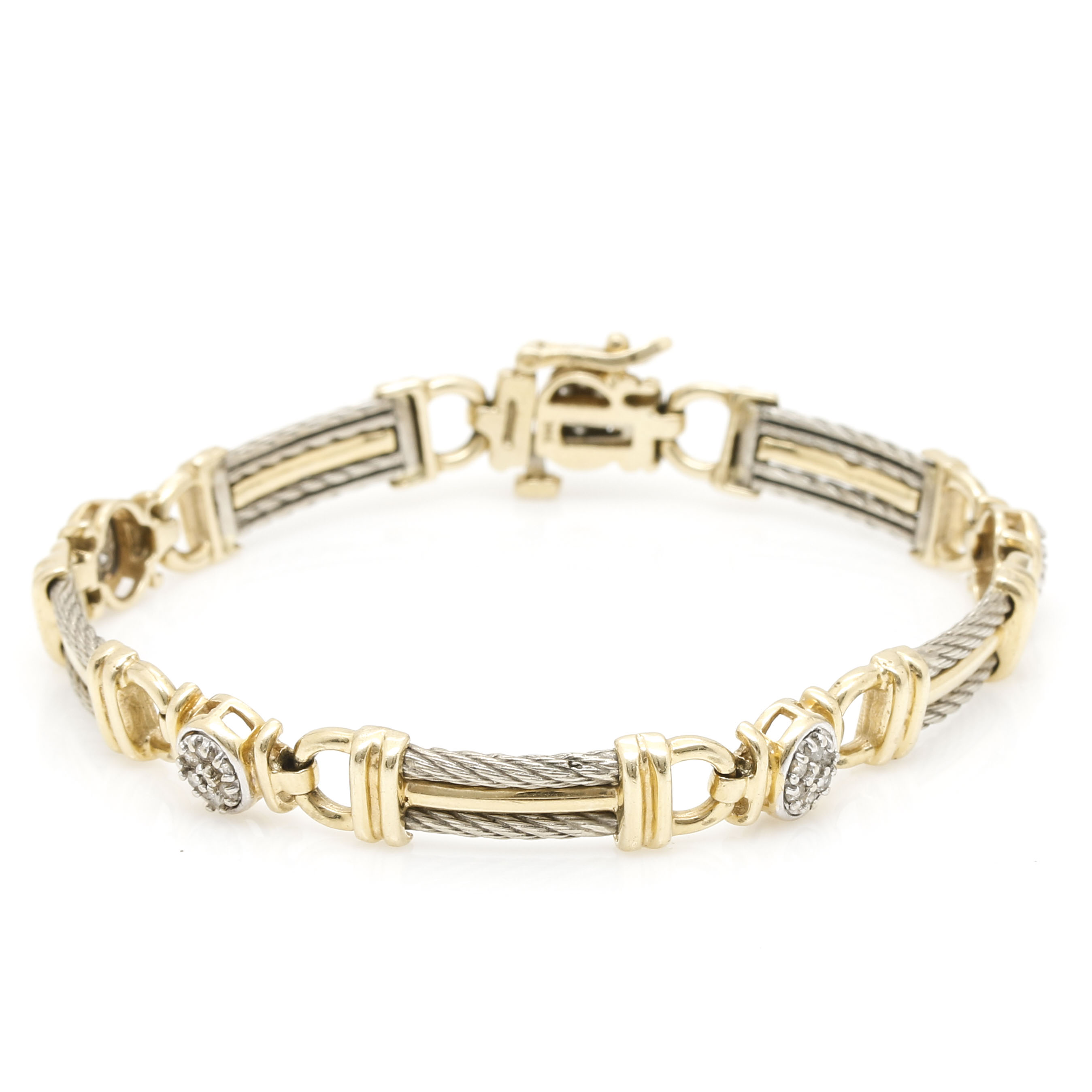 14K White and Yellow Gold Diamond Bracelet