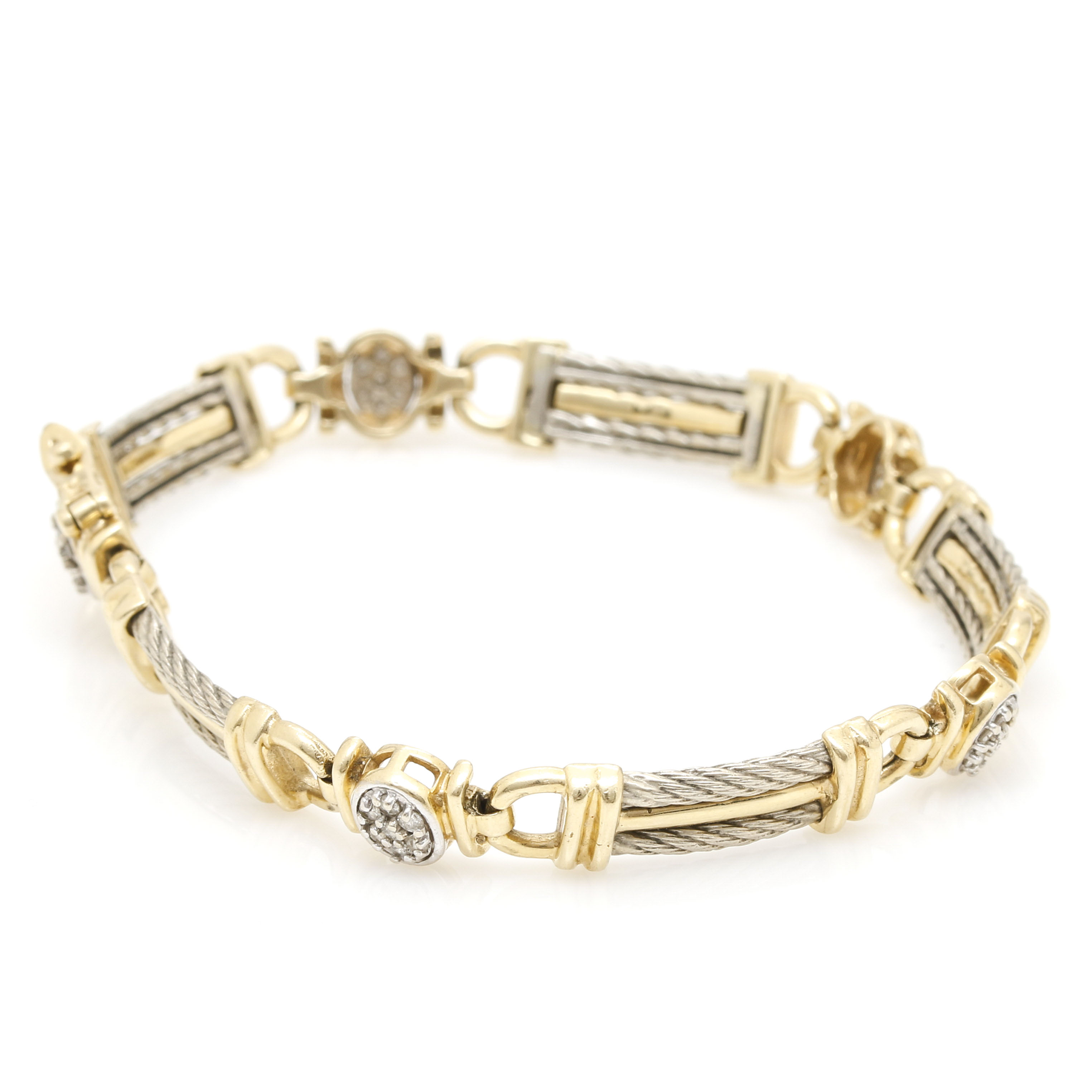 14K White and Yellow Gold Diamond Bracelet