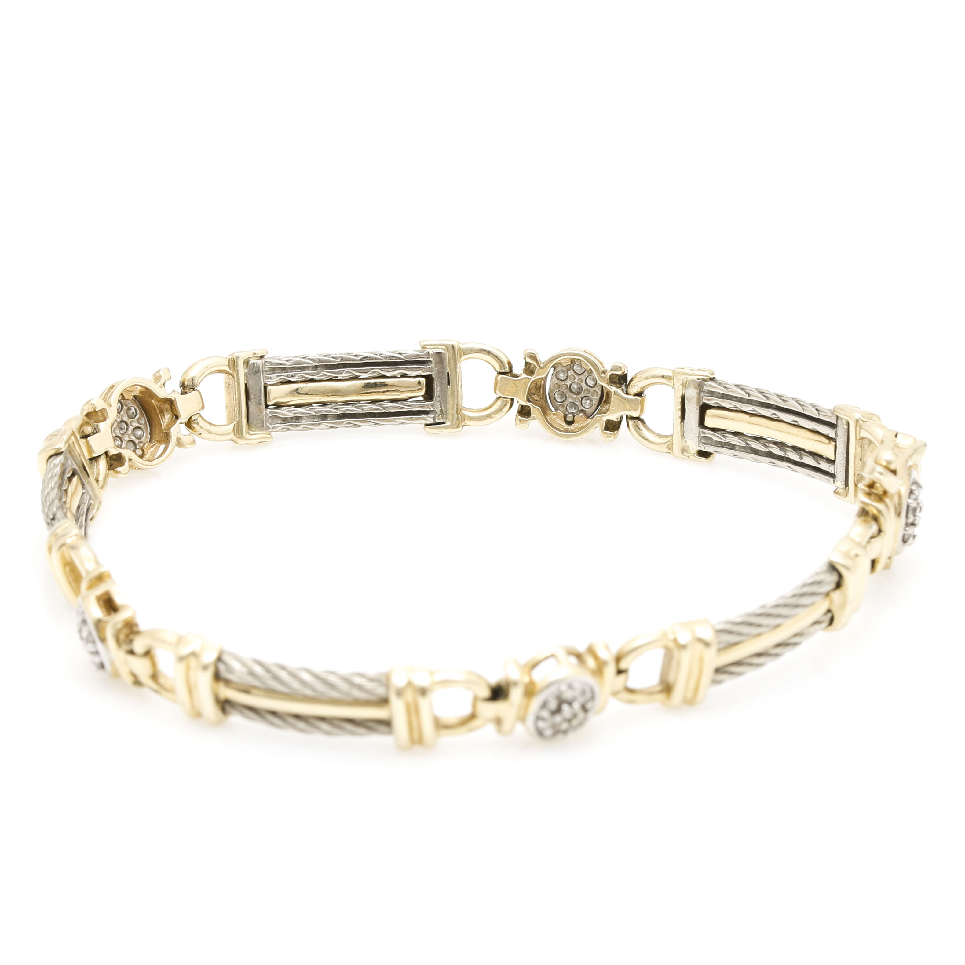 14K White and Yellow Gold Diamond Bracelet