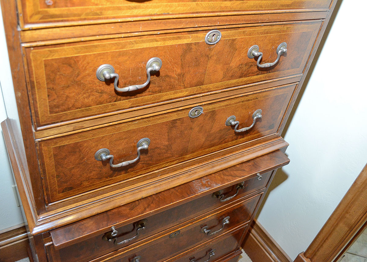 George III Style Inlaid Chest-on-Chest