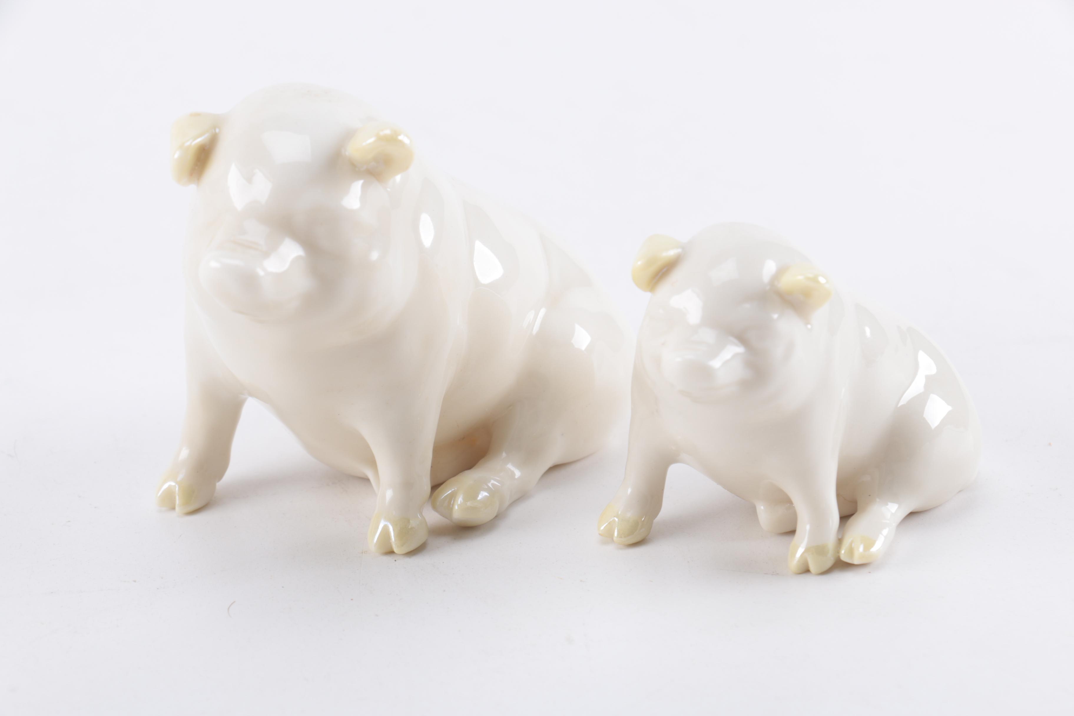 Belleek Porcelain Pig Figurines