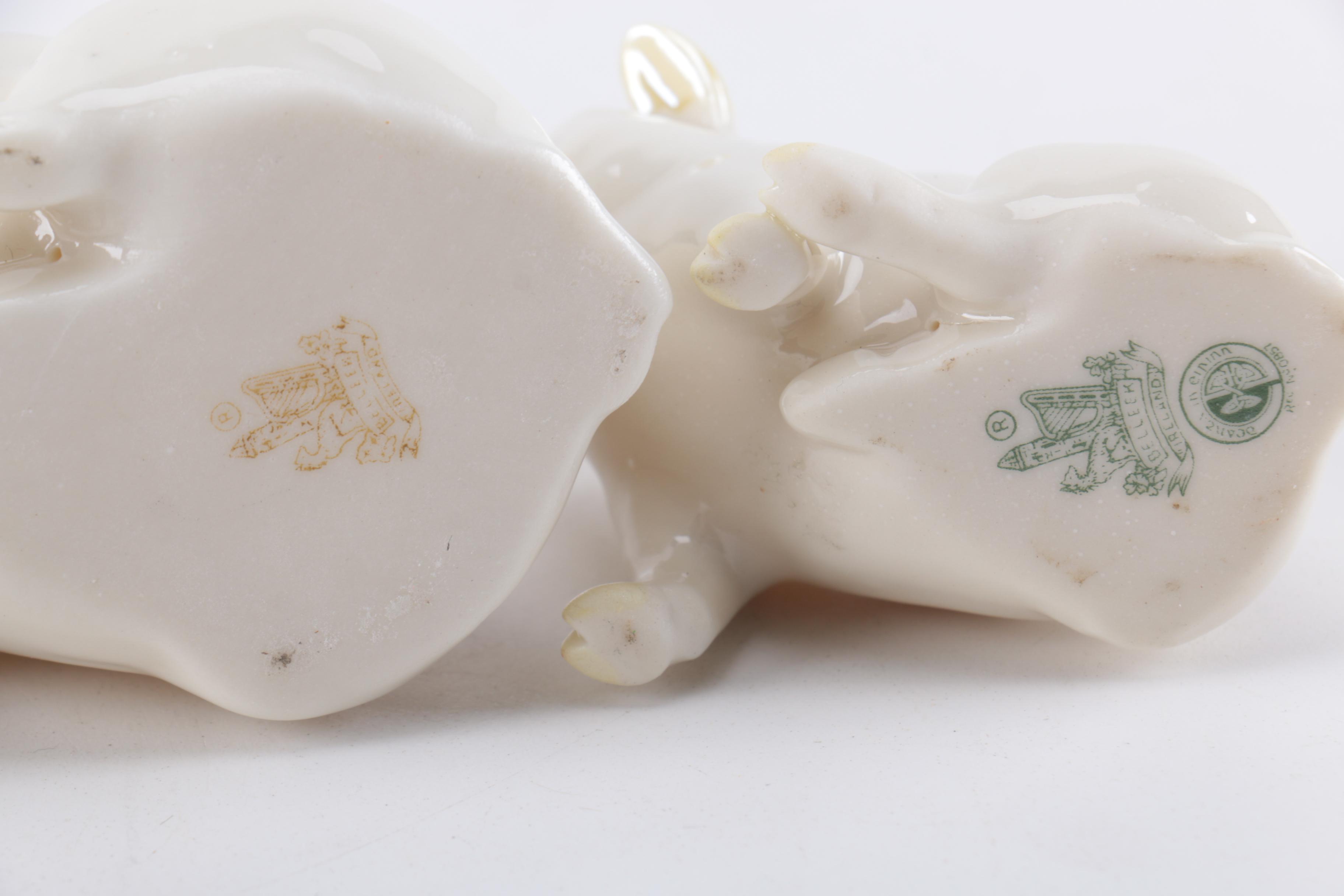 Belleek Porcelain Pig Figurines
