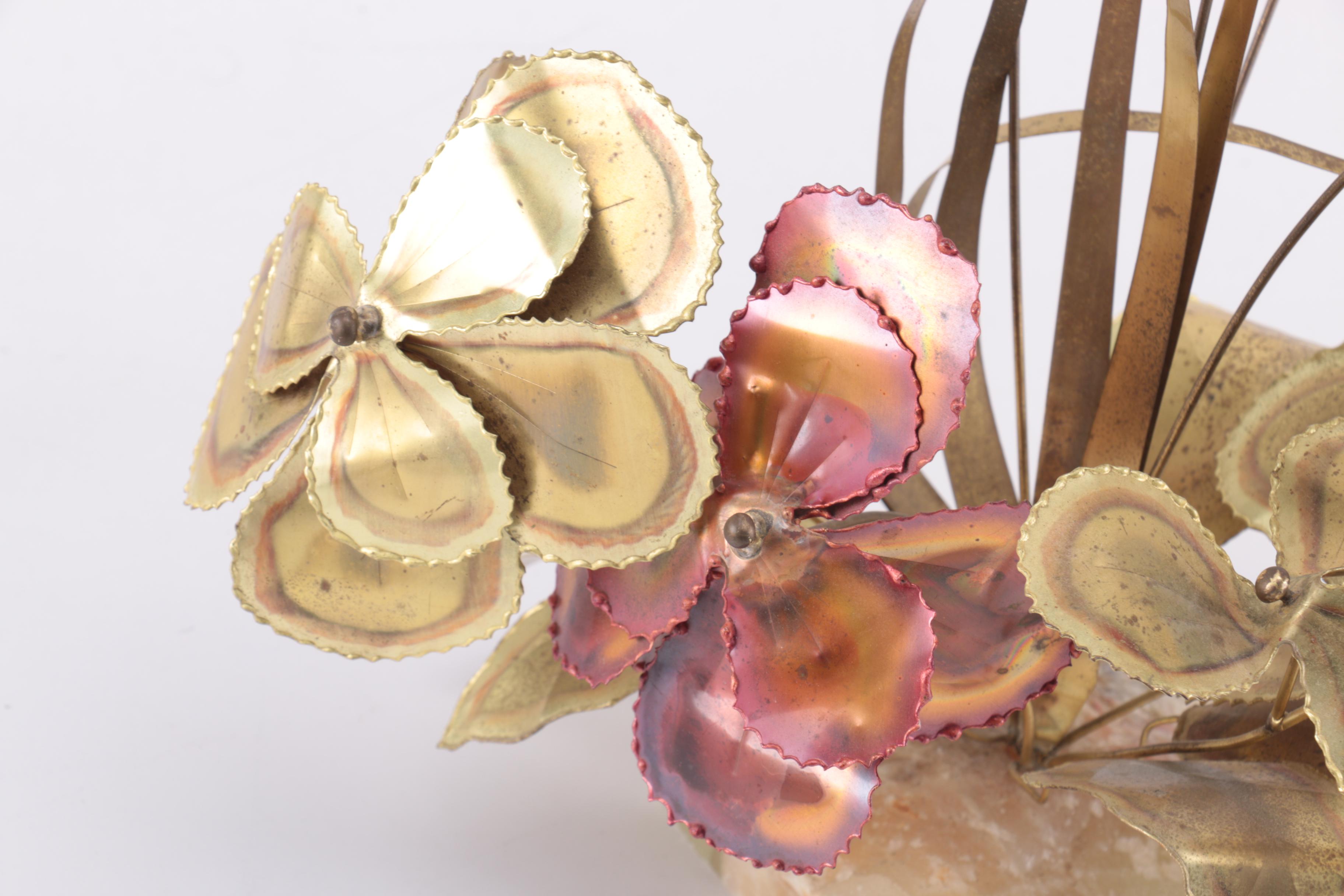 Copper and Brass Floral Sculpture