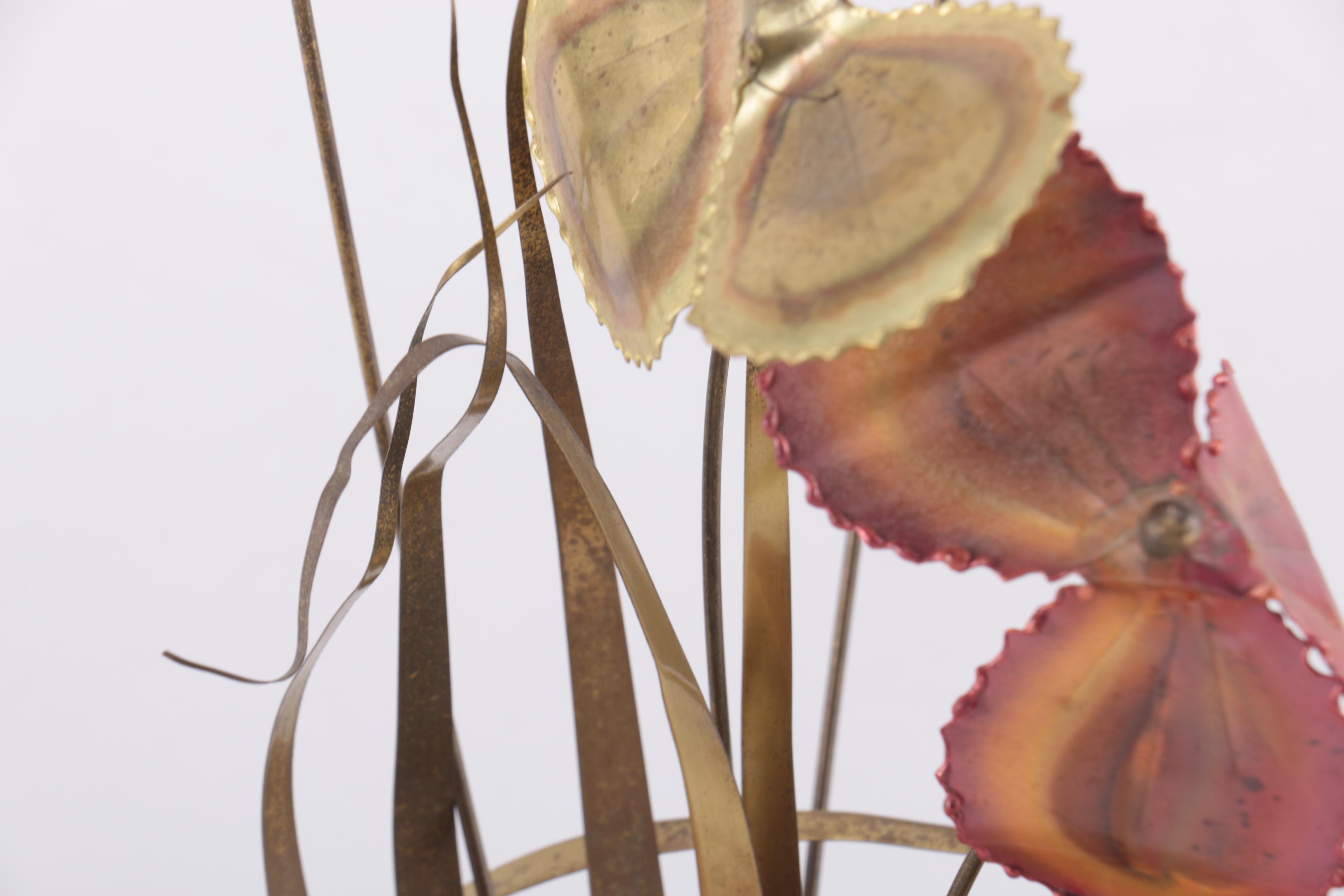 Copper and Brass Floral Sculpture