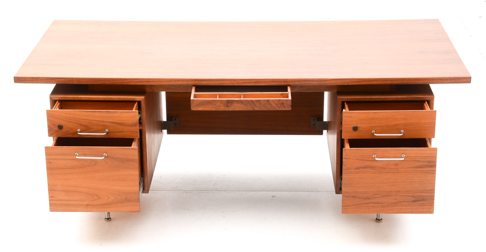 Mid Century Modern Jens Risom Floating Walnut Desk