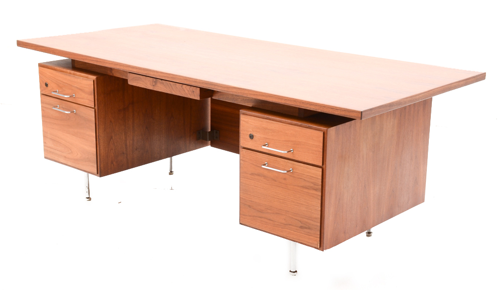 Mid Century Modern Jens Risom Floating Walnut Desk