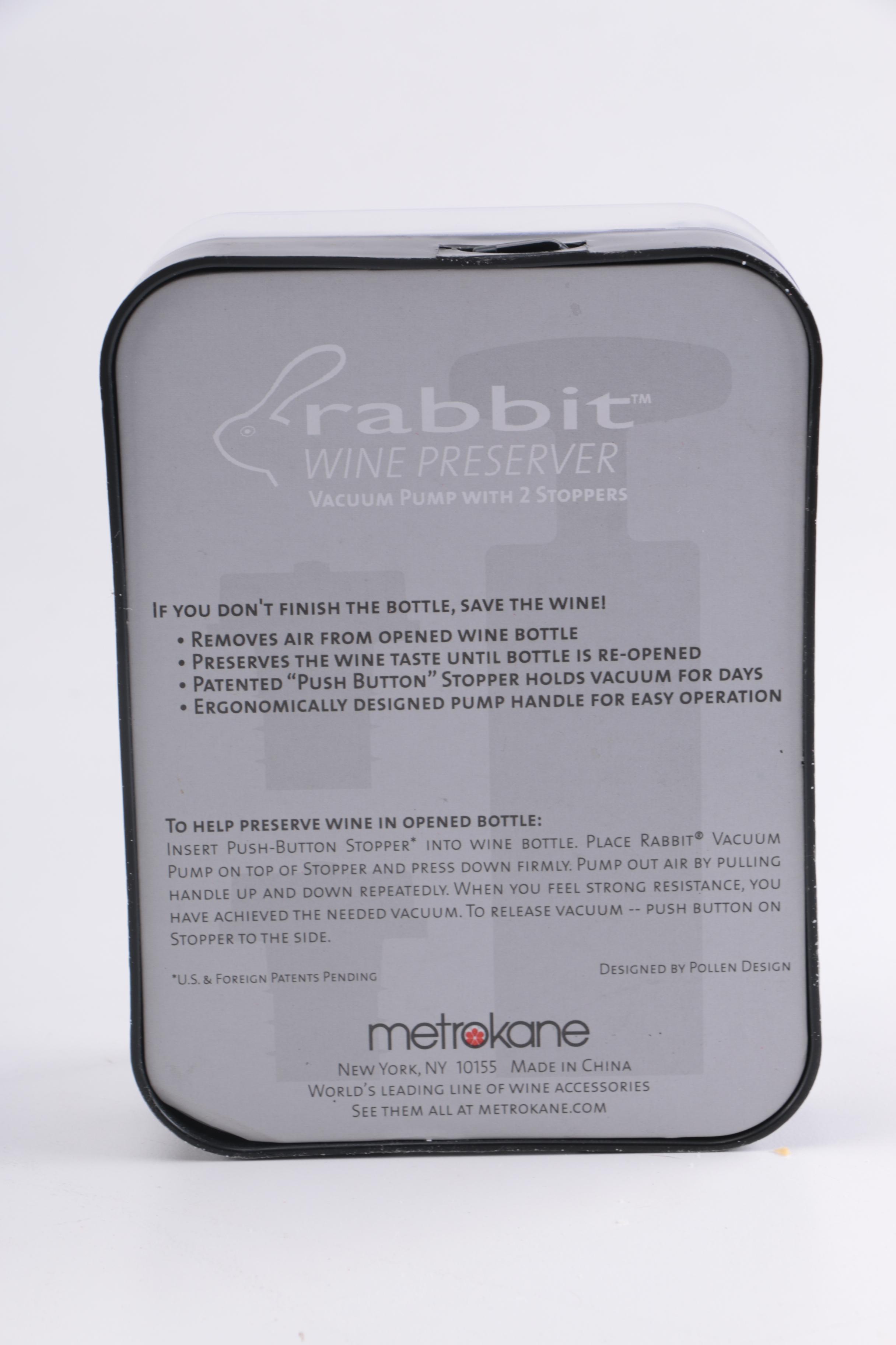 Rabbit Wine Preserver and a The Sharper Image Cork Remover