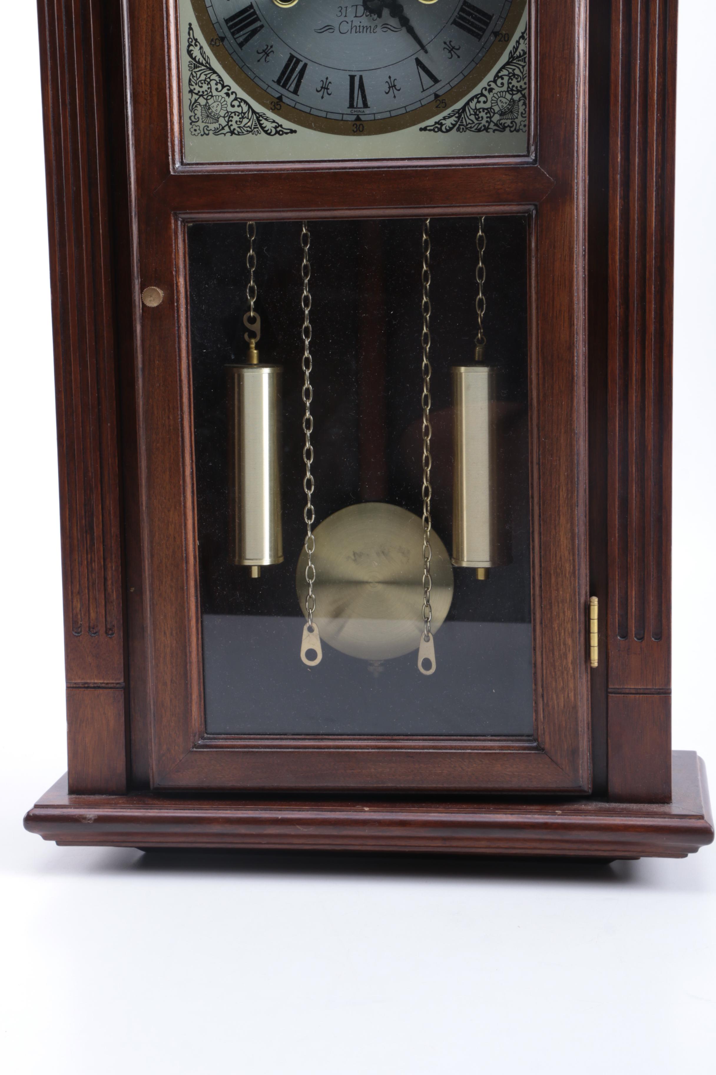 Waltham Wooden 31 Day Chime Wall Clock