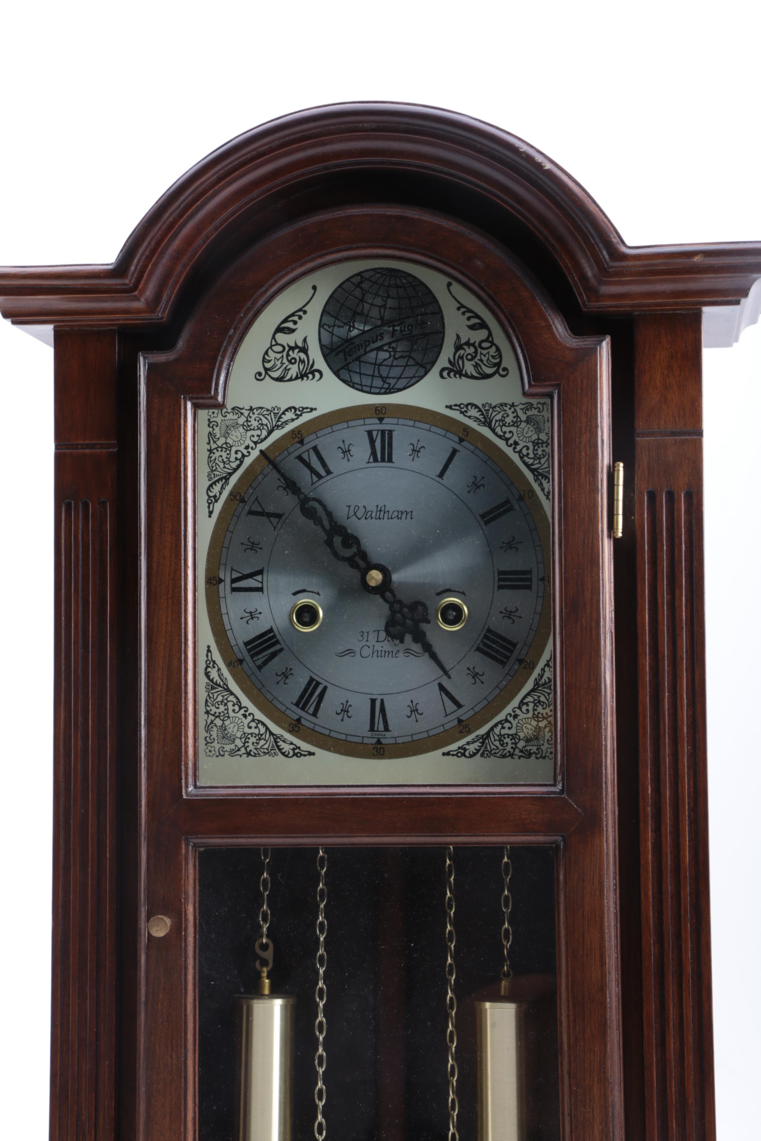 Waltham Wooden 31 Day Chime Wall Clock
