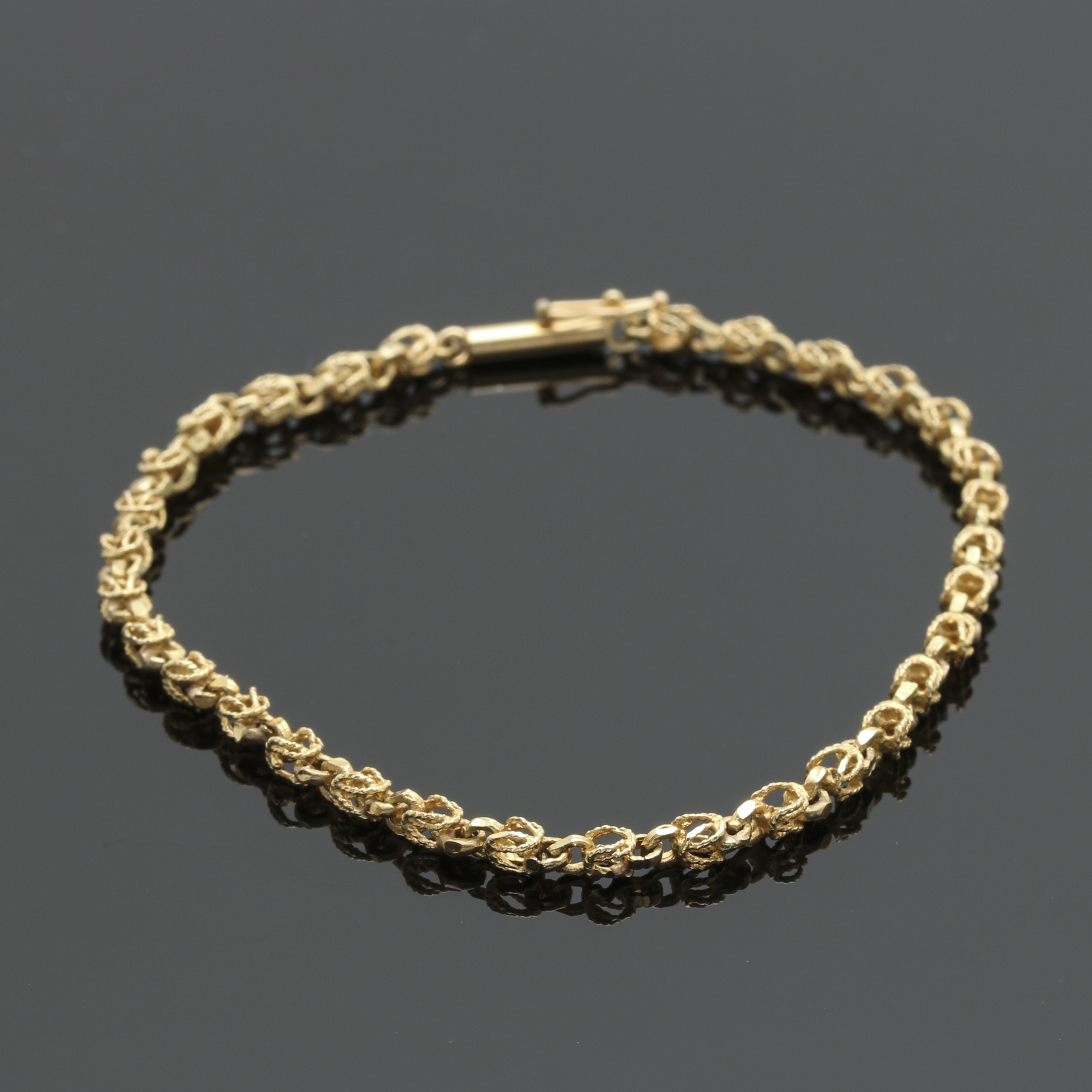 14K Yellow Gold Fancy Link Chain Bracelet