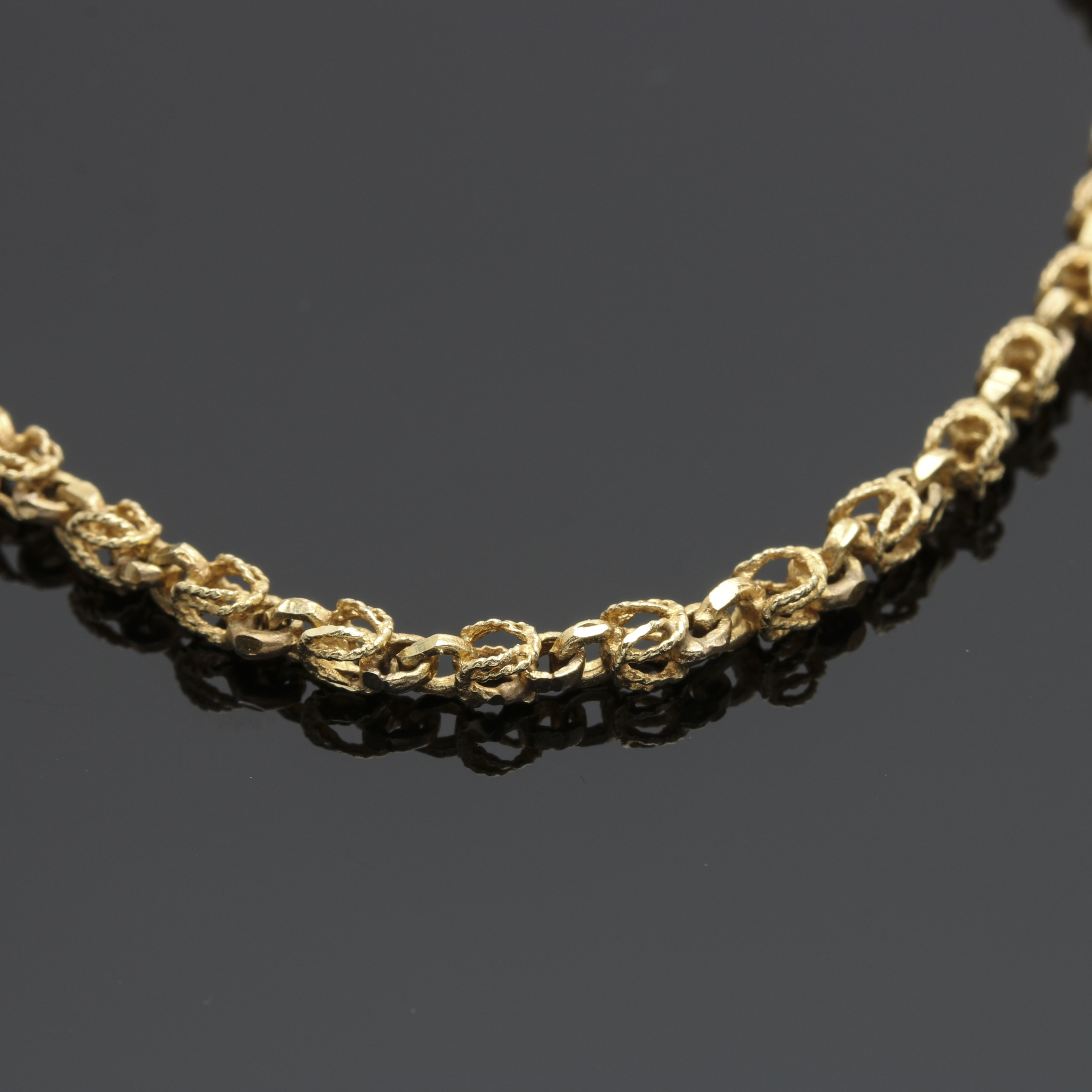 14K Yellow Gold Fancy Link Chain Bracelet