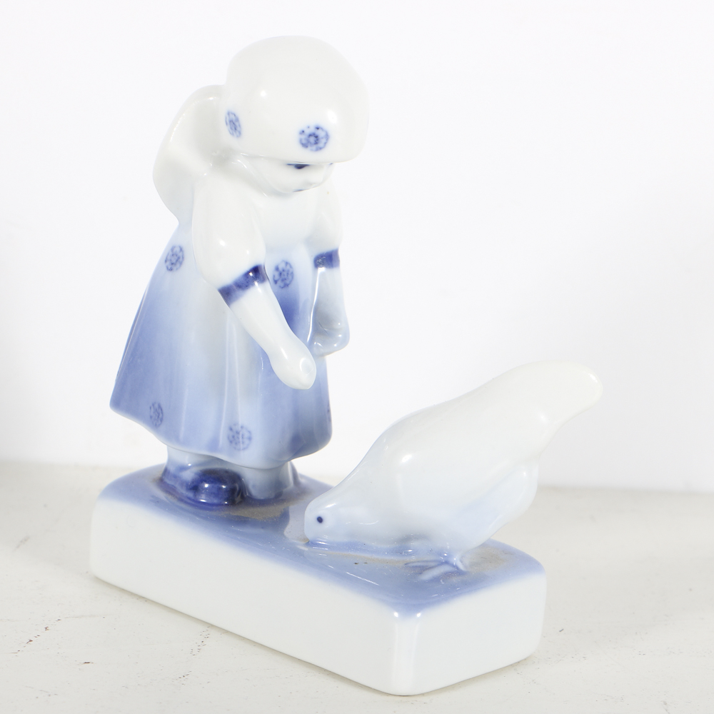 Four Zsolnay Pottery Ceramic Blue and White Figurines