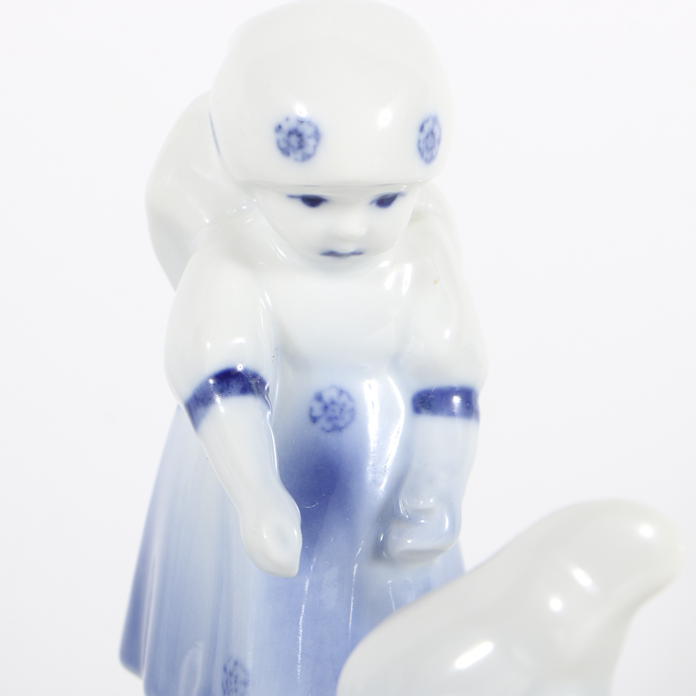 Four Zsolnay Pottery Ceramic Blue and White Figurines